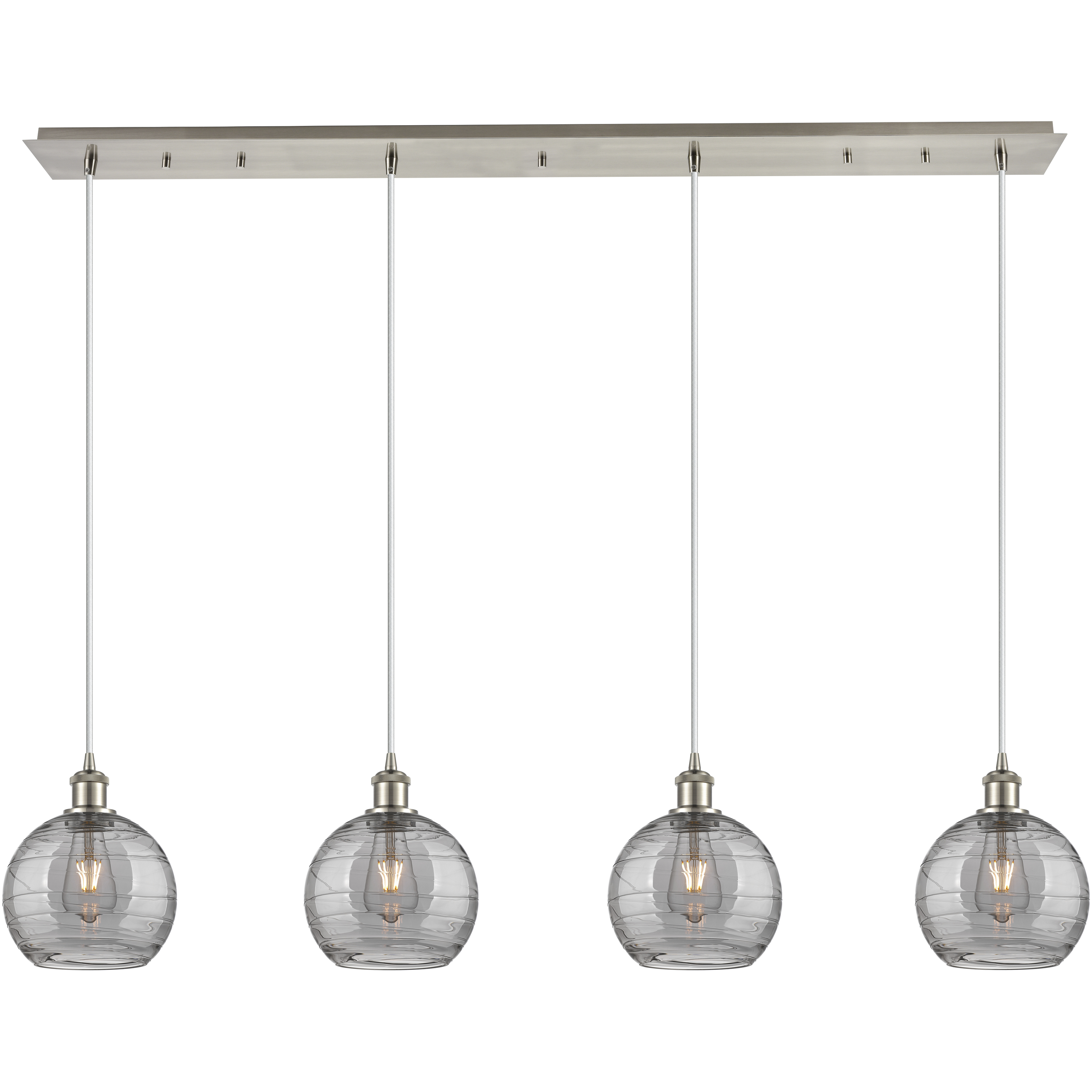 Ballston Athens Deco Swirl 4 Light 51.5 inch Brushed Satin Nickel Linear Pendant Ceiling Light