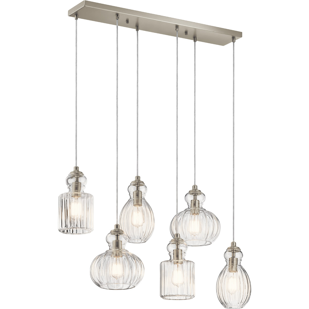 Riviera 6 Light 12.25 inch Brushed Nickel Chandelier Linear Ceiling Light