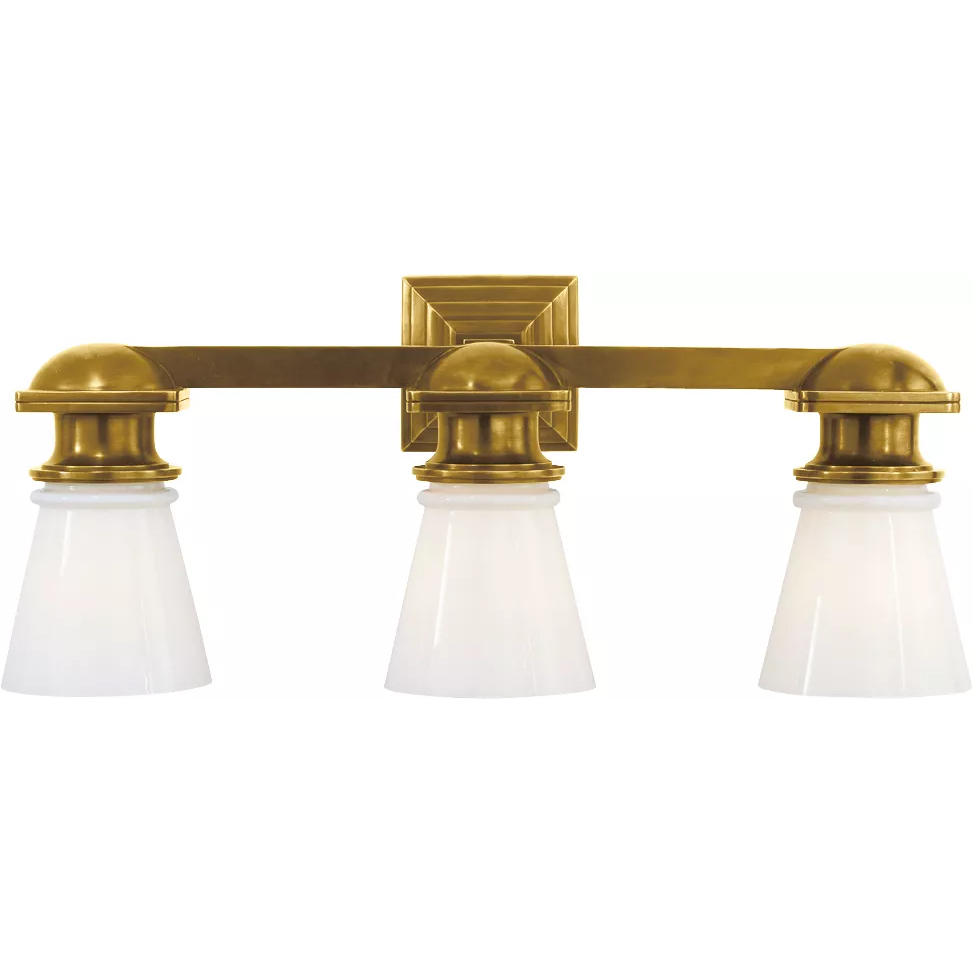 Chapman & Myers Ny Subway 3 Light 22.75 inch Hand-Rubbed Antique Brass Triple Bath Light Wall Light
