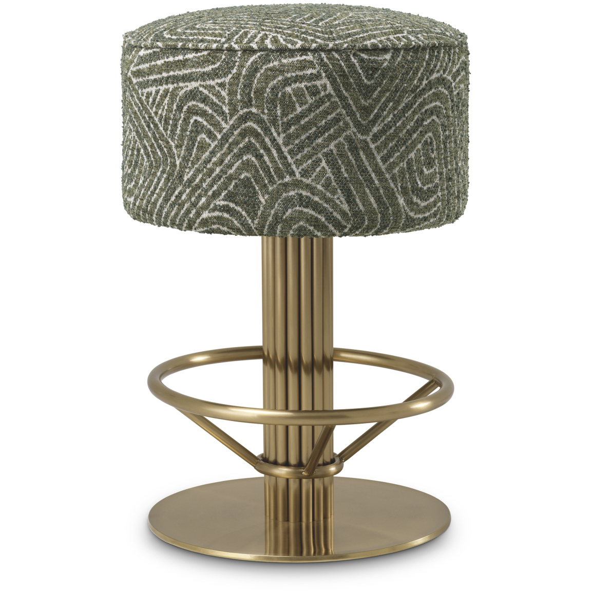 Carleton 26.77 inch Brushed Brass and Camari Green and Swivel Base Bar Stool