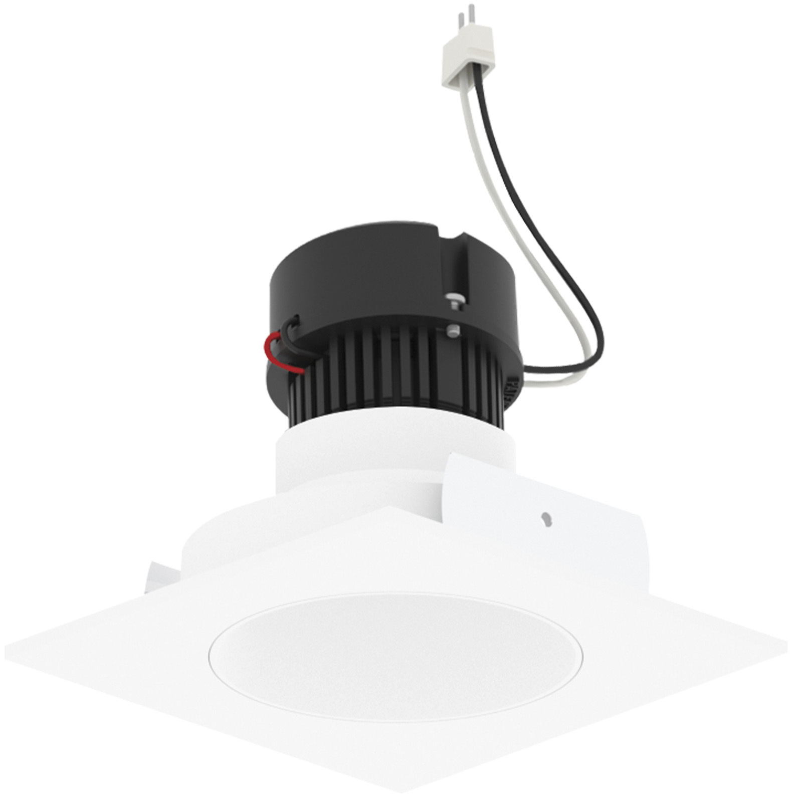 Pearl Bright White Reflector / Bright White Flange LED Square Retrofit Reflector with Round Aperture in 3000K, 4" Retrofit