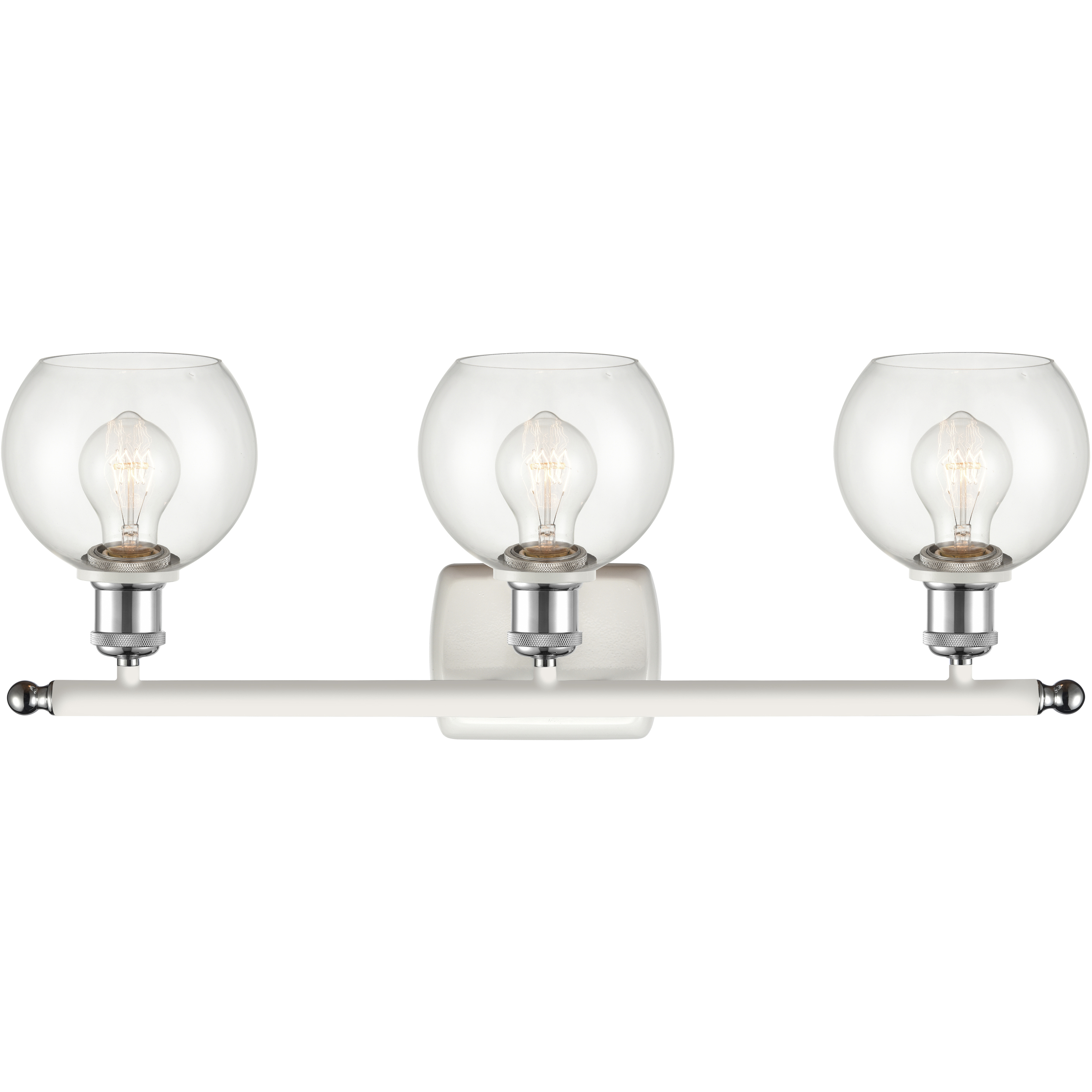 Ballston Athens 3 Light 26 inch White and Polished Chrome Bath Vanity Light Wall Light in Clear Glass