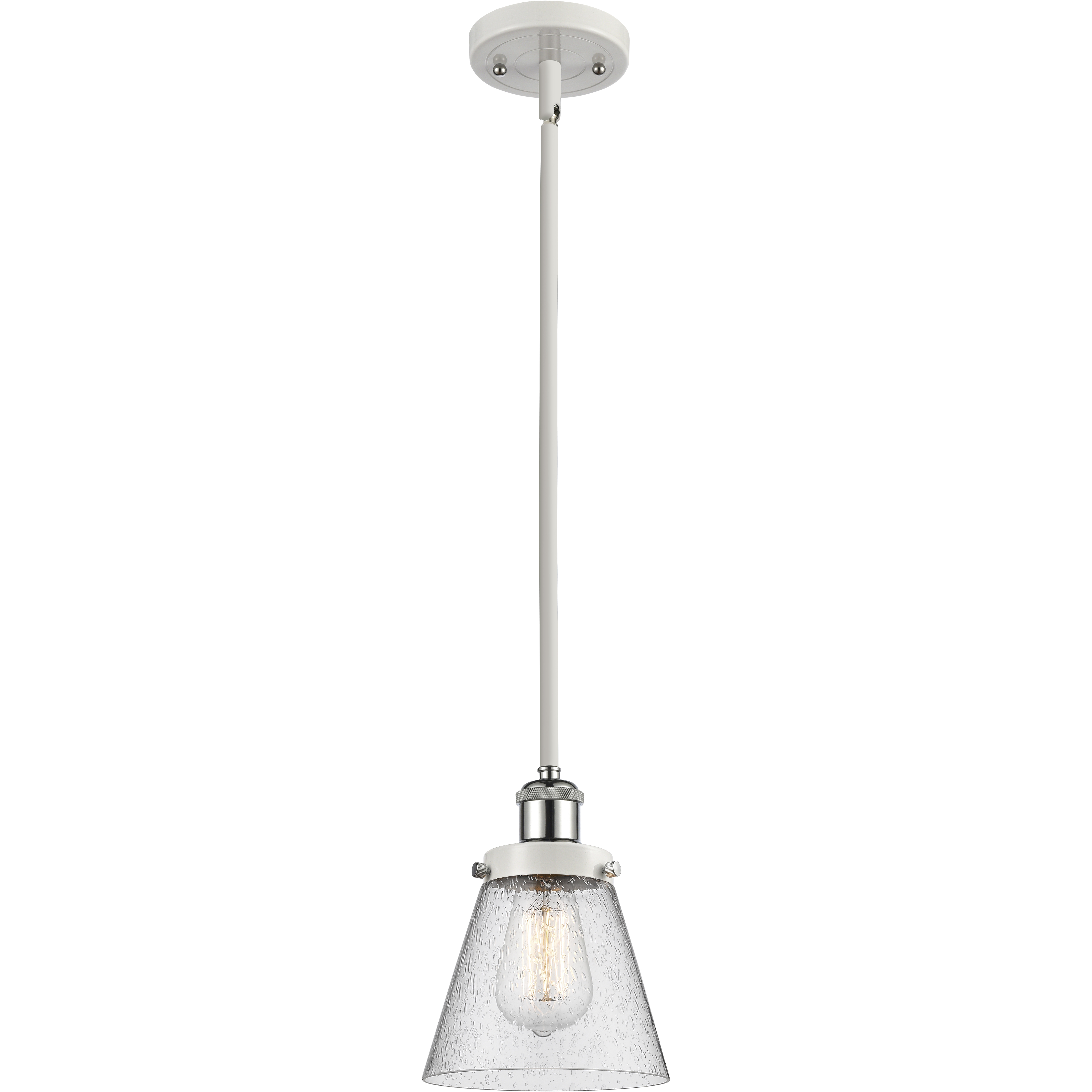 Ballston Small Cone LED 6 inch White and Polished Chrome Pendant Ceiling Light in Seedy Glass