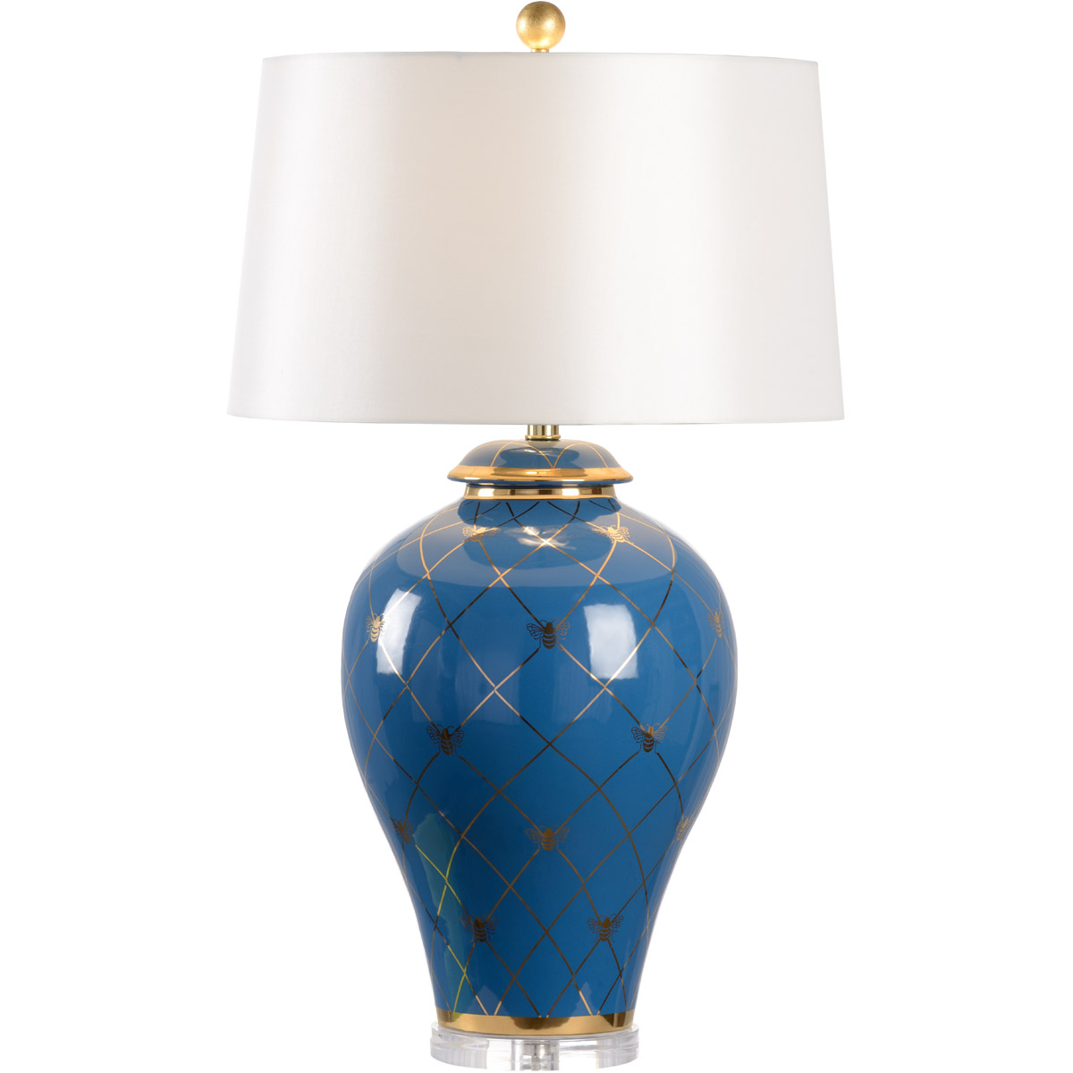 Shayla Copas 33 inch 100.00 watt Blue Glaze/Metallic Gold Table Lamp Portable Light