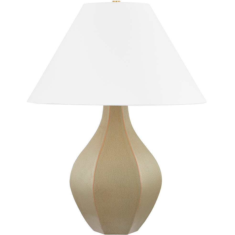 Abescon 28.5 inch 25 watt Aged Brass and Ceramic Cocoon Table Lamp Portable Light