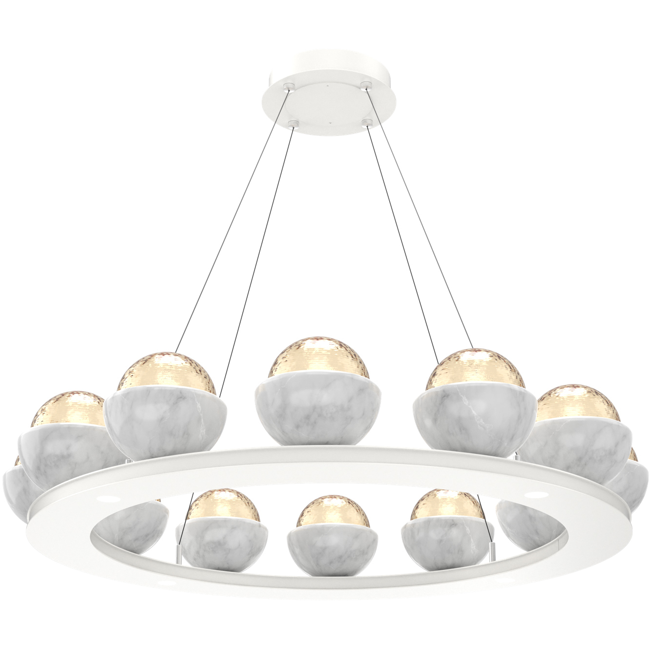 Cabochon LED 36.7 inch Salt White with White Marble Chandelier Ceiling Light in 3000K LED, Amber, Medium