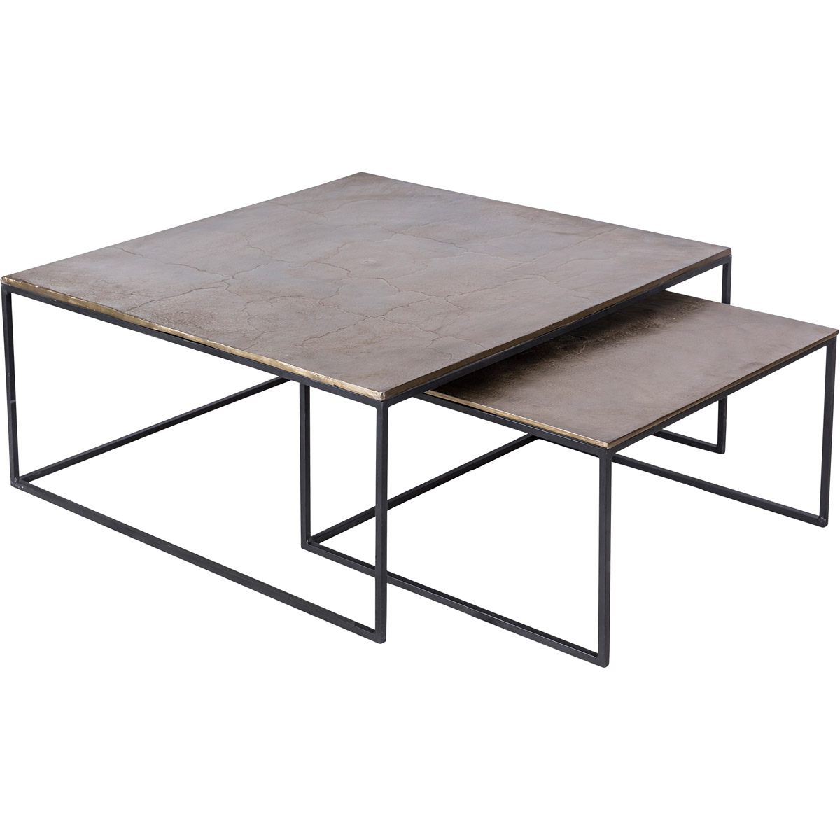 Sanborn 35.5 X 15.75 inch Antique Brass and Matte Black Side Table, Set of 2