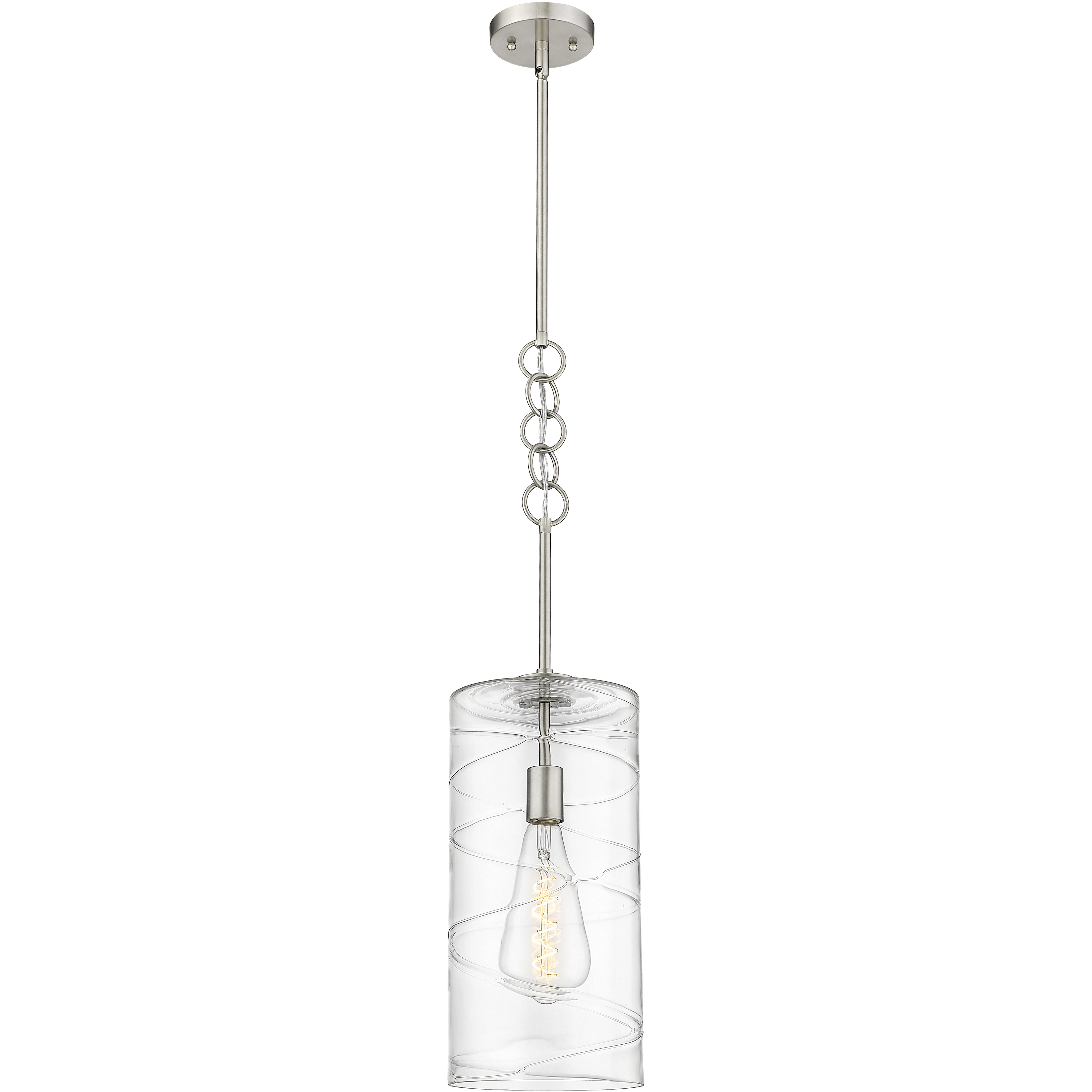 Wexford LED 8 inch Brushed Satin Nickel Mini Pendant Ceiling Light in Clear Deco Swirl