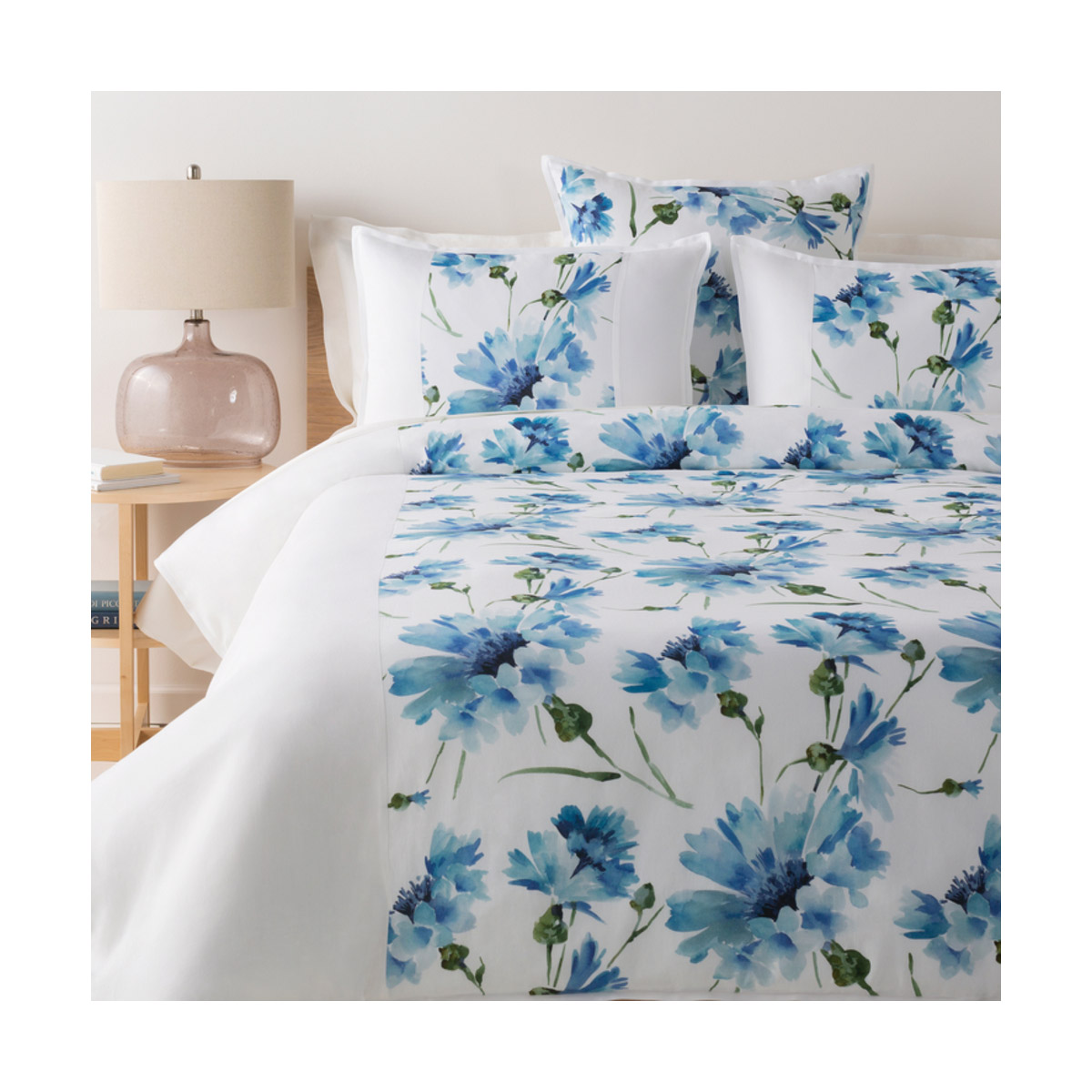 Gardenia White and Green Duvet Set, King or CA King