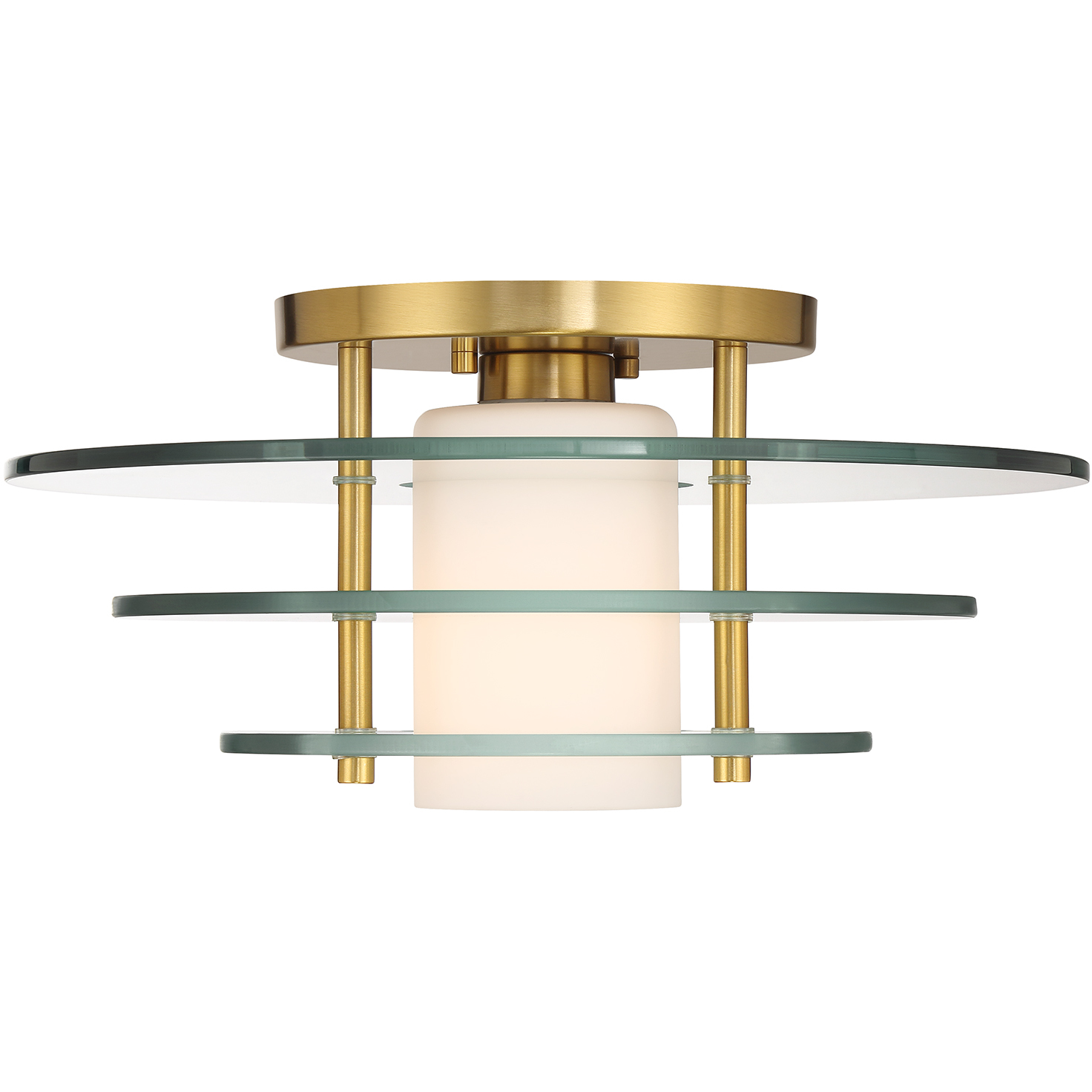 Newell 1 Light 16 inch Warm Brass Semi-Flush Ceiling Light