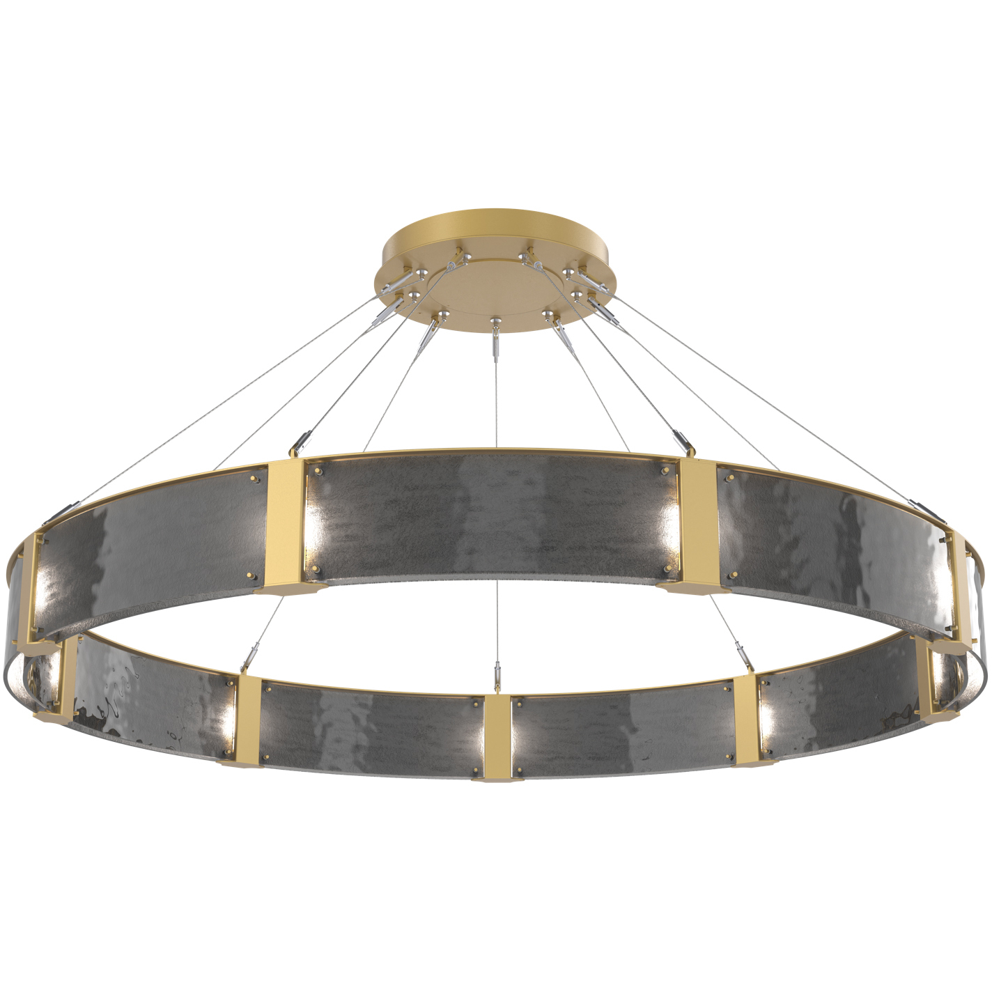 Parallel LED Gilded Brass Chandelier Ceiling Light, Ring