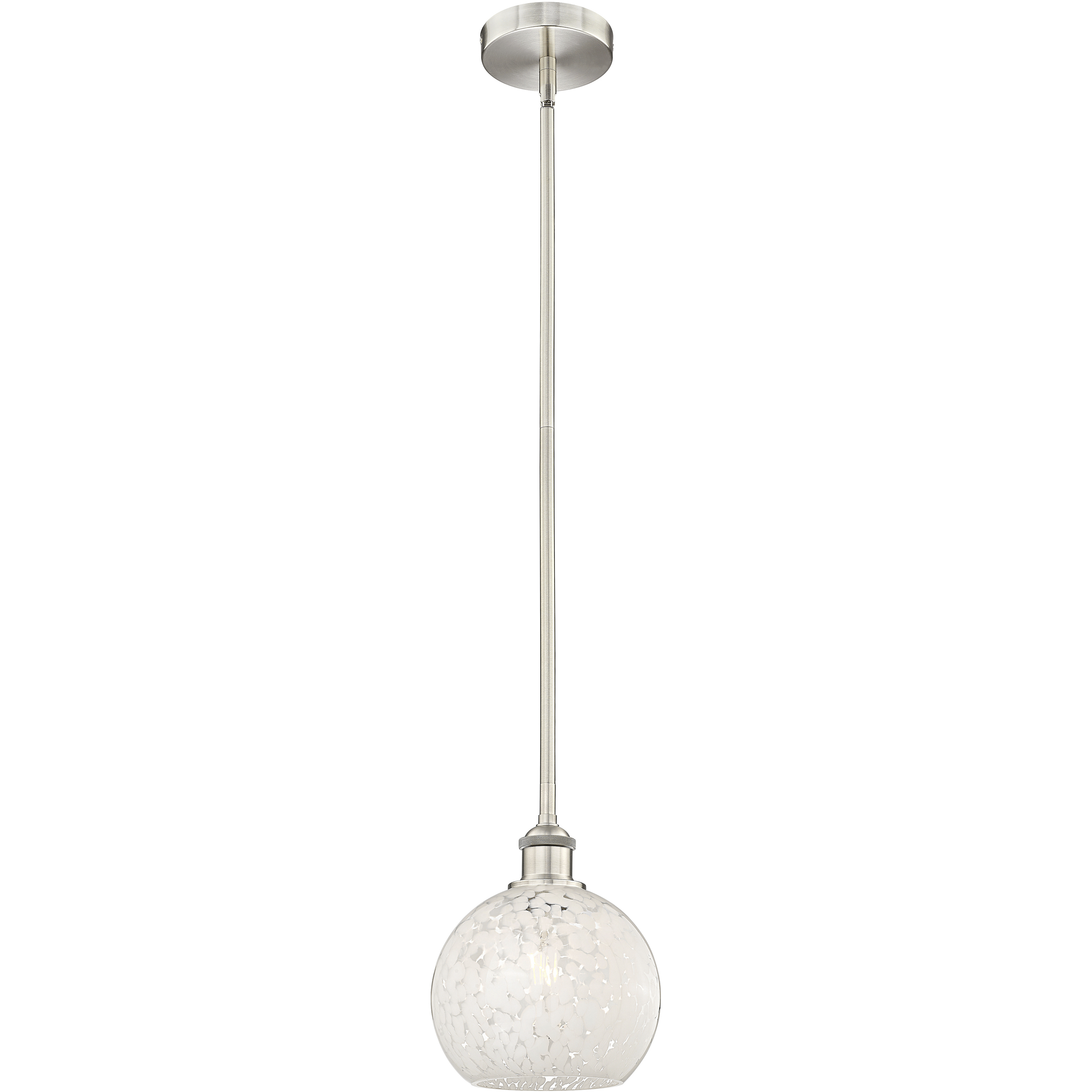 Edison White Mouchette 1 Light 8 inch Brushed Satin Nickel Stem Hung Mini Pendant Ceiling Light