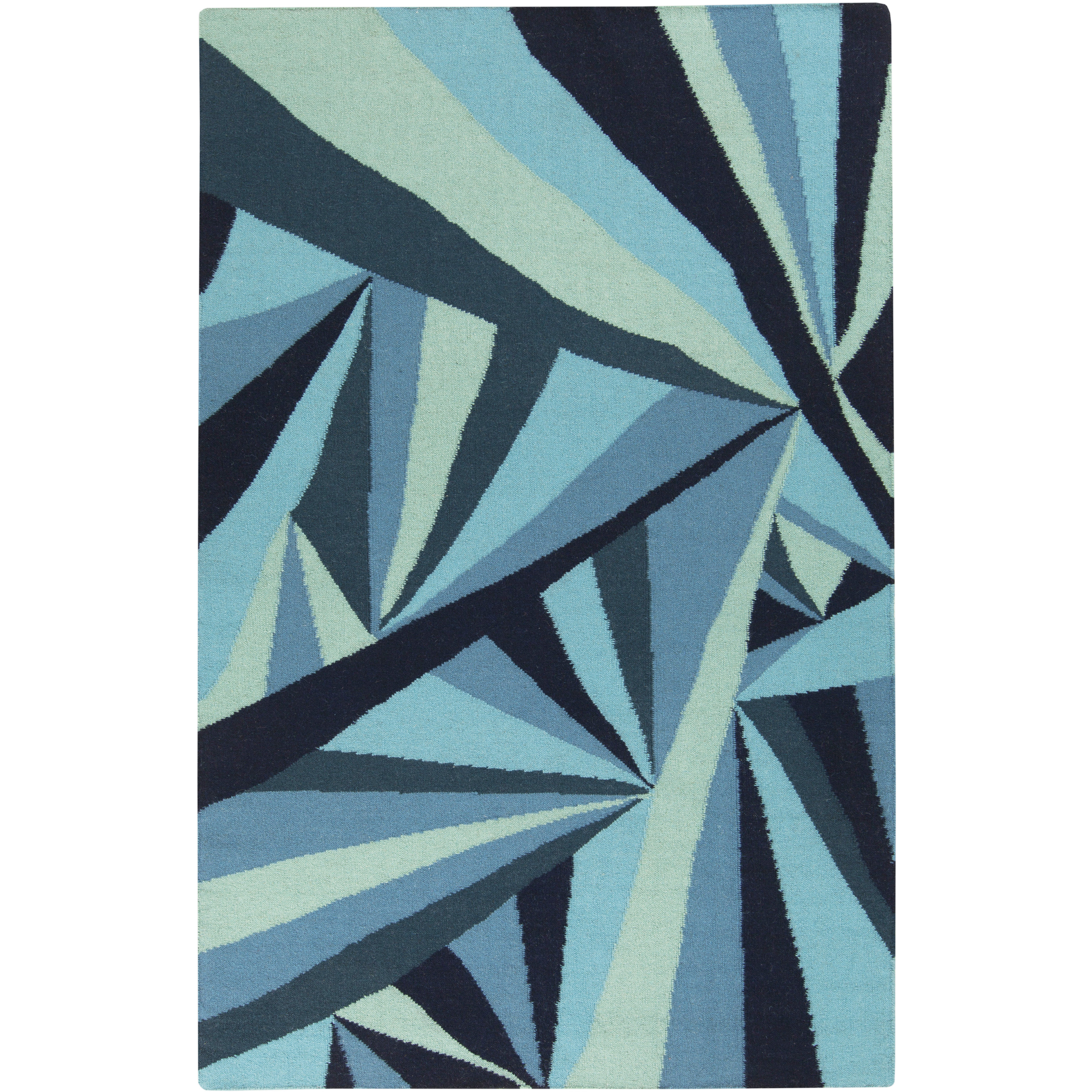 Voyages 36 X 24 inch Navy, Denim, Teal, Emerald, Sky Blue Rug