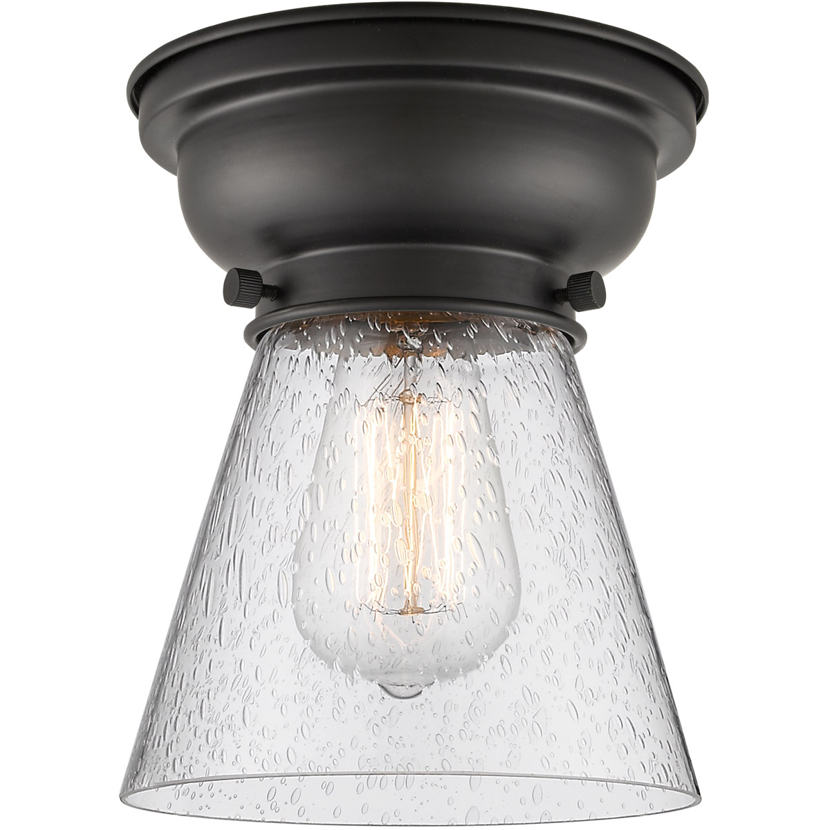 Aditi Small Cone LED 6 inch Polished Chrome Flush Mount Ceiling Light in Seedy Glass, Aditi