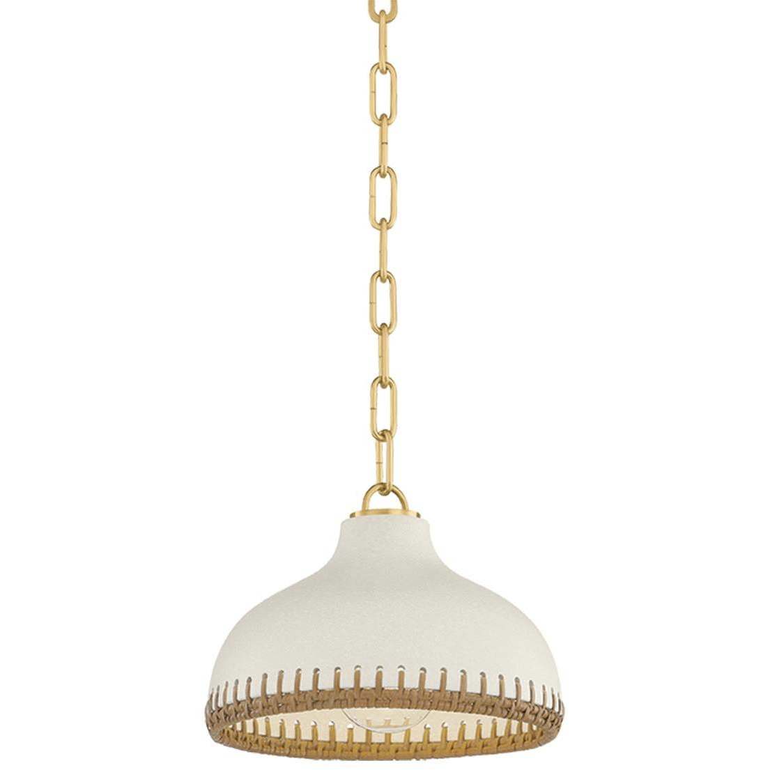 Southfields 1 Light 10.25 inch Aged Brass/Ceramic Cream Pebble Pendant Ceiling Light