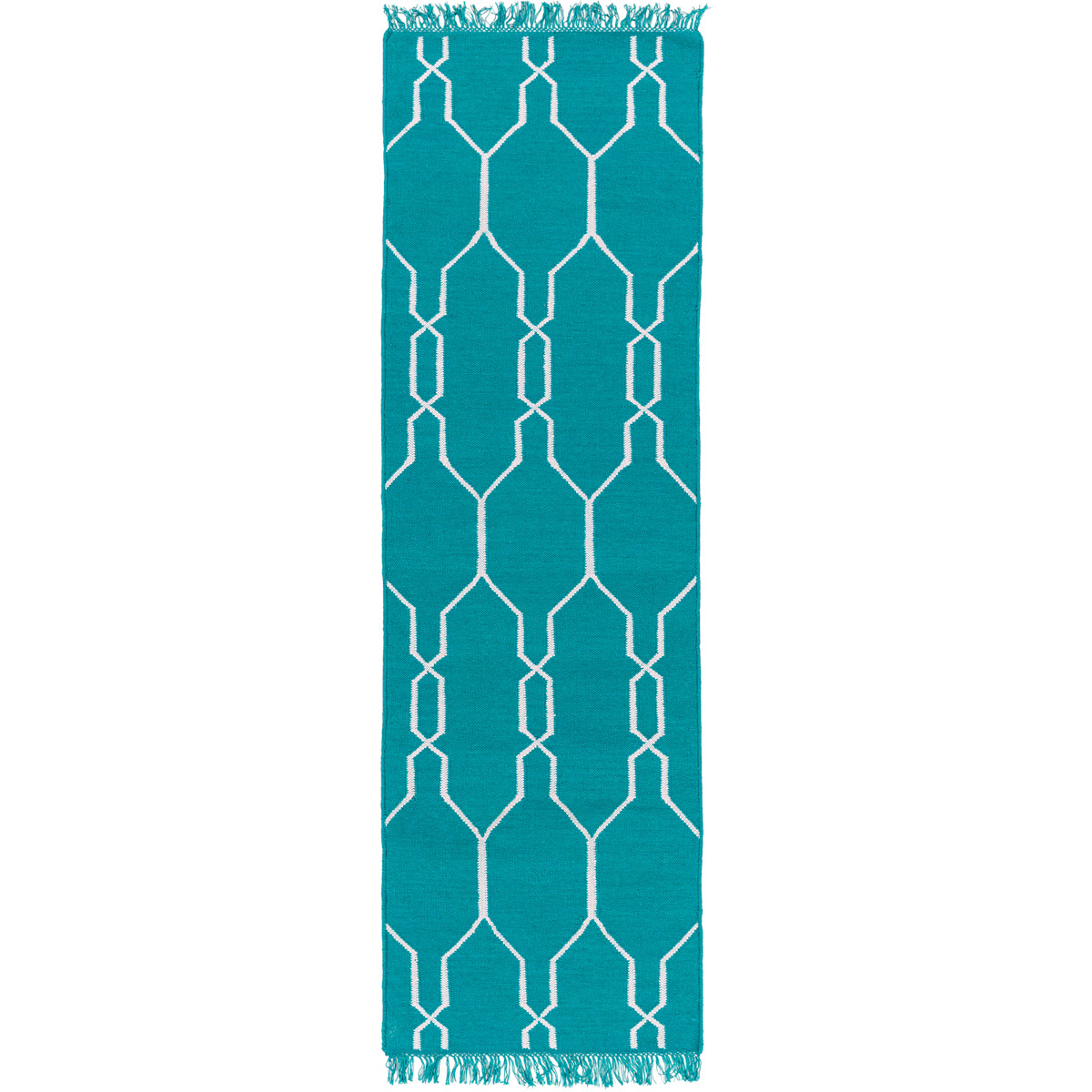 Lagoon 36 X 24 inch Teal, White Rug