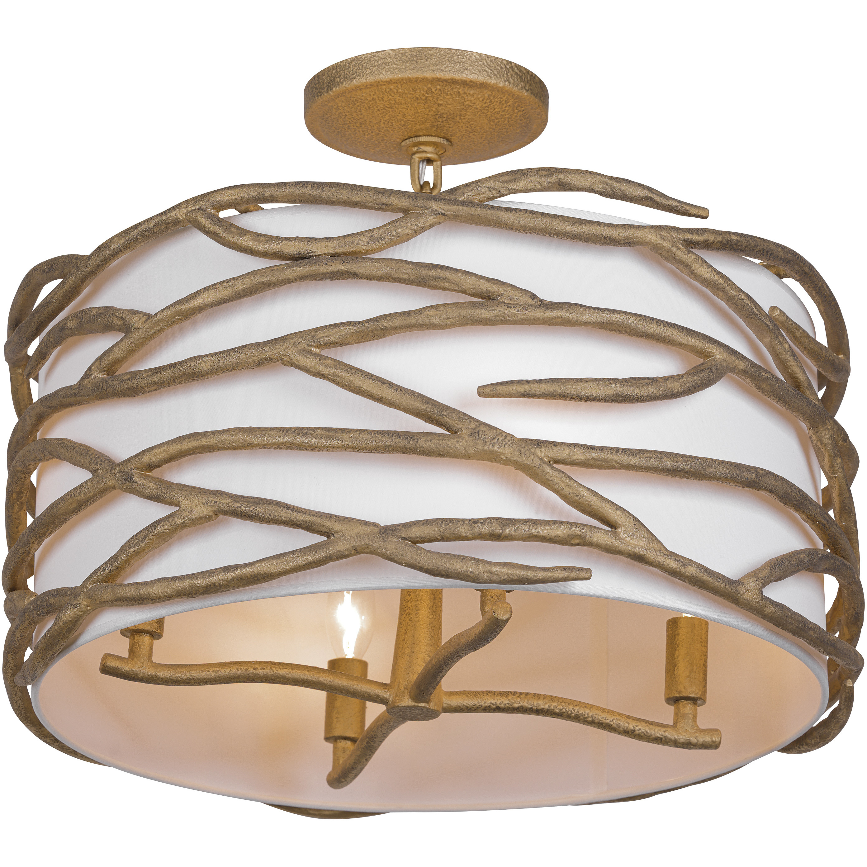 Branch Reality 4 Light 20 inch Textured Ashen Gold Semi Flush Mount Ceiling Light