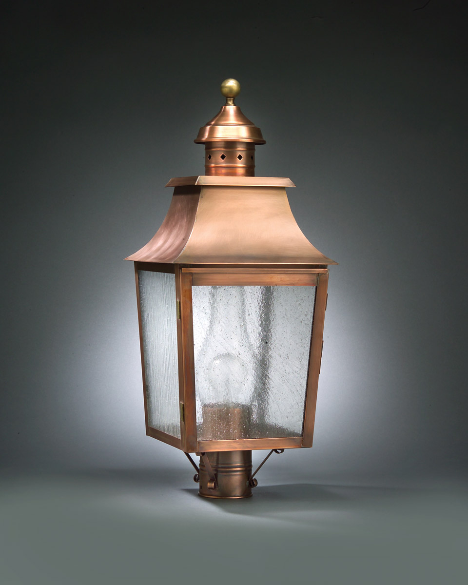 Sharon 3 Light 25 inch Dark Brass Post Lamp in Clear Seedy Glass, Three 60W Candelabra
