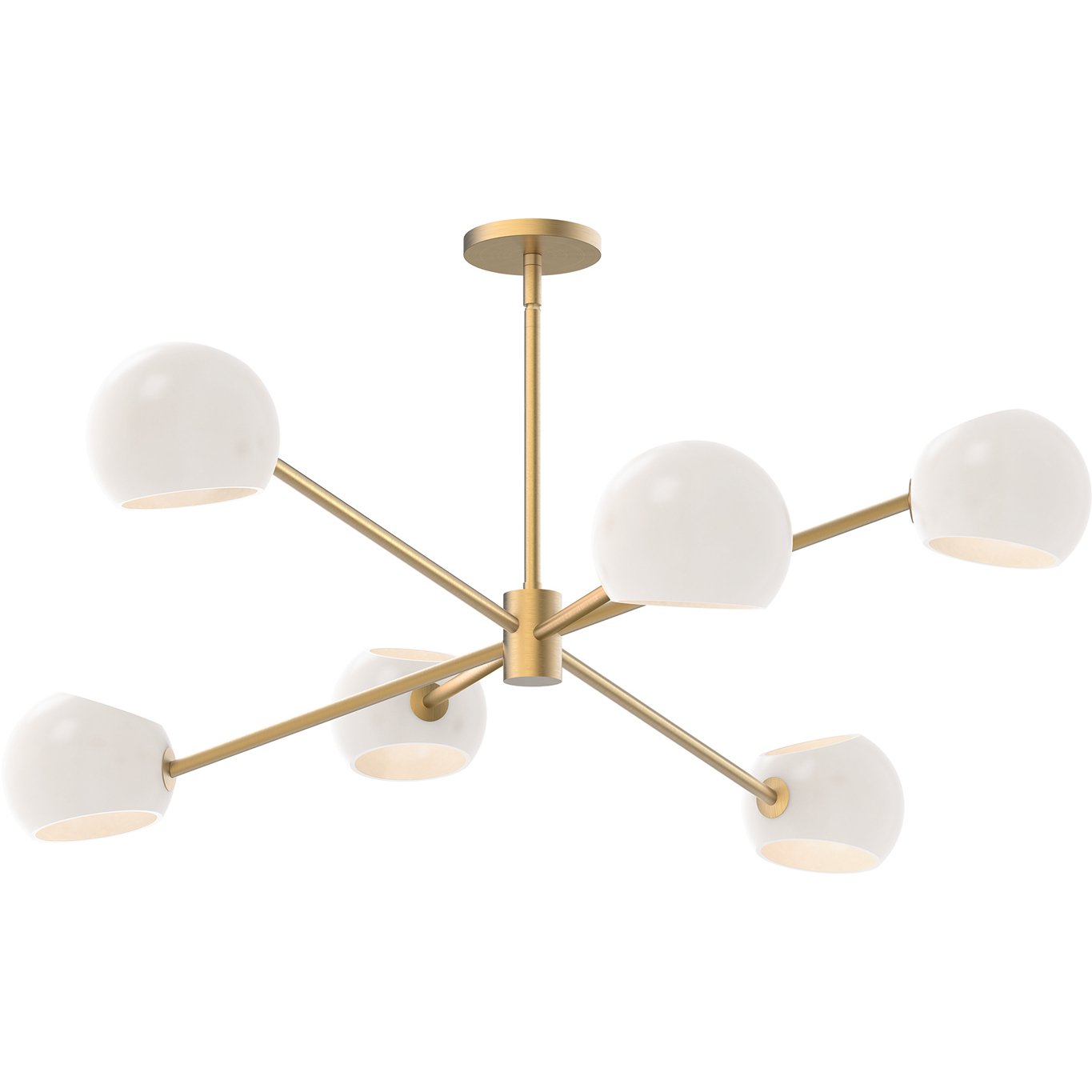 Alora Mood Willow 6 Light 37 inch Brushed Gold Chandelier Ceiling Light in Matte Opal Glass