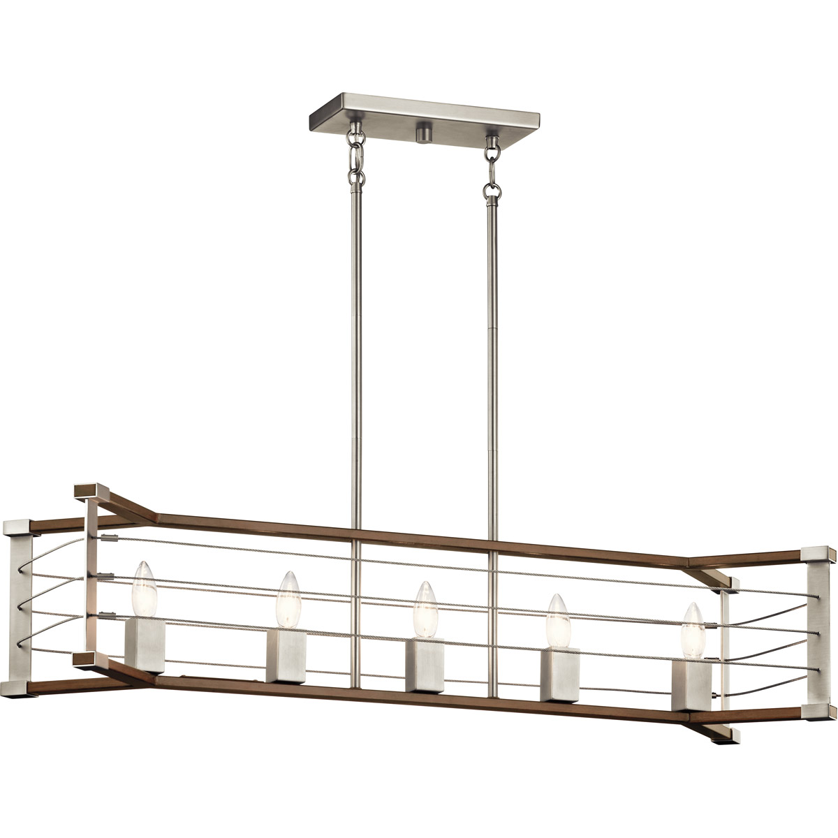 Lente 5 Light 12 inch Brushed Nickel Chandelier Linear (Single) Ceiling Light