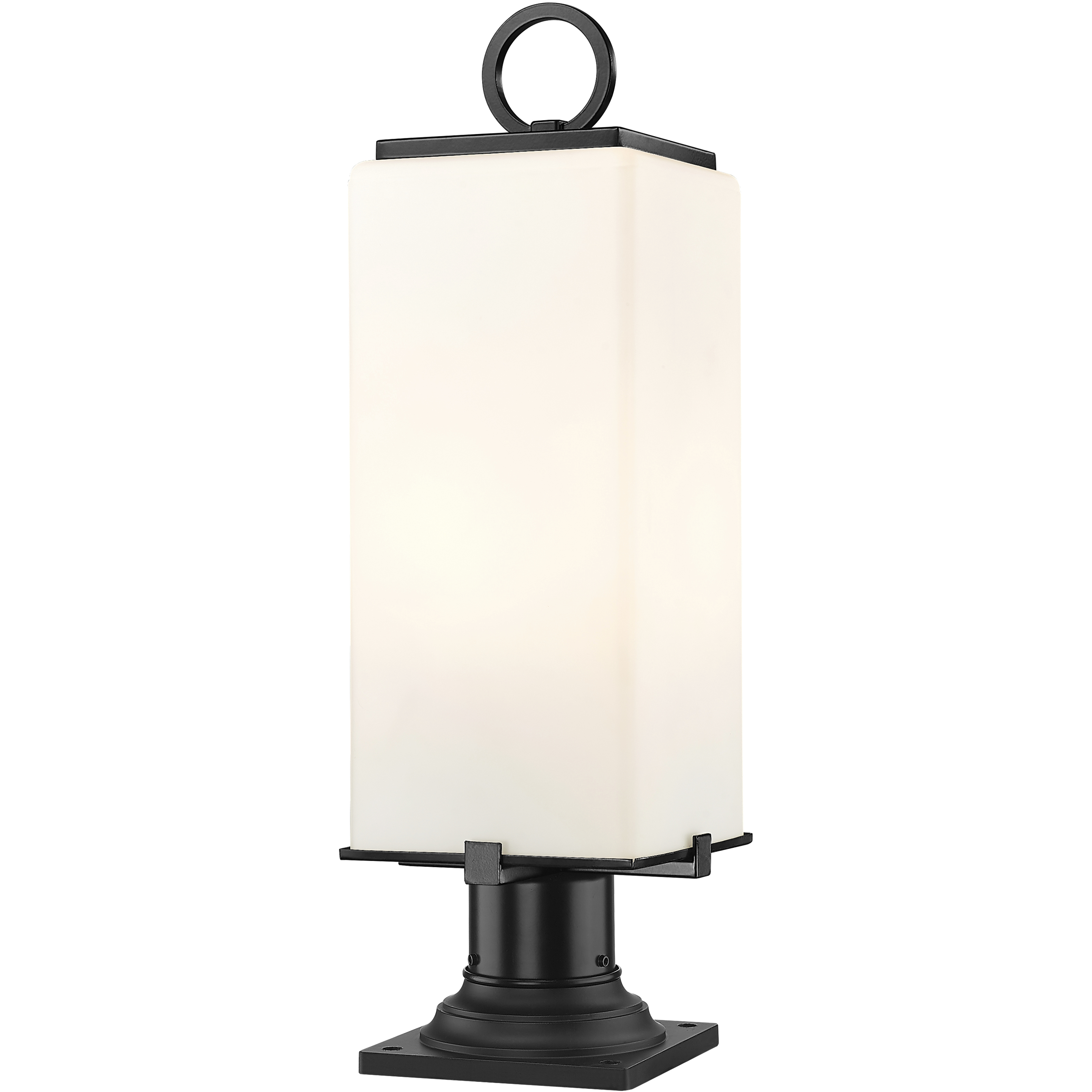 Sana 2 Light 22.25 inch Black Outdoor Pier Mounted Fixture in White Opal Glass