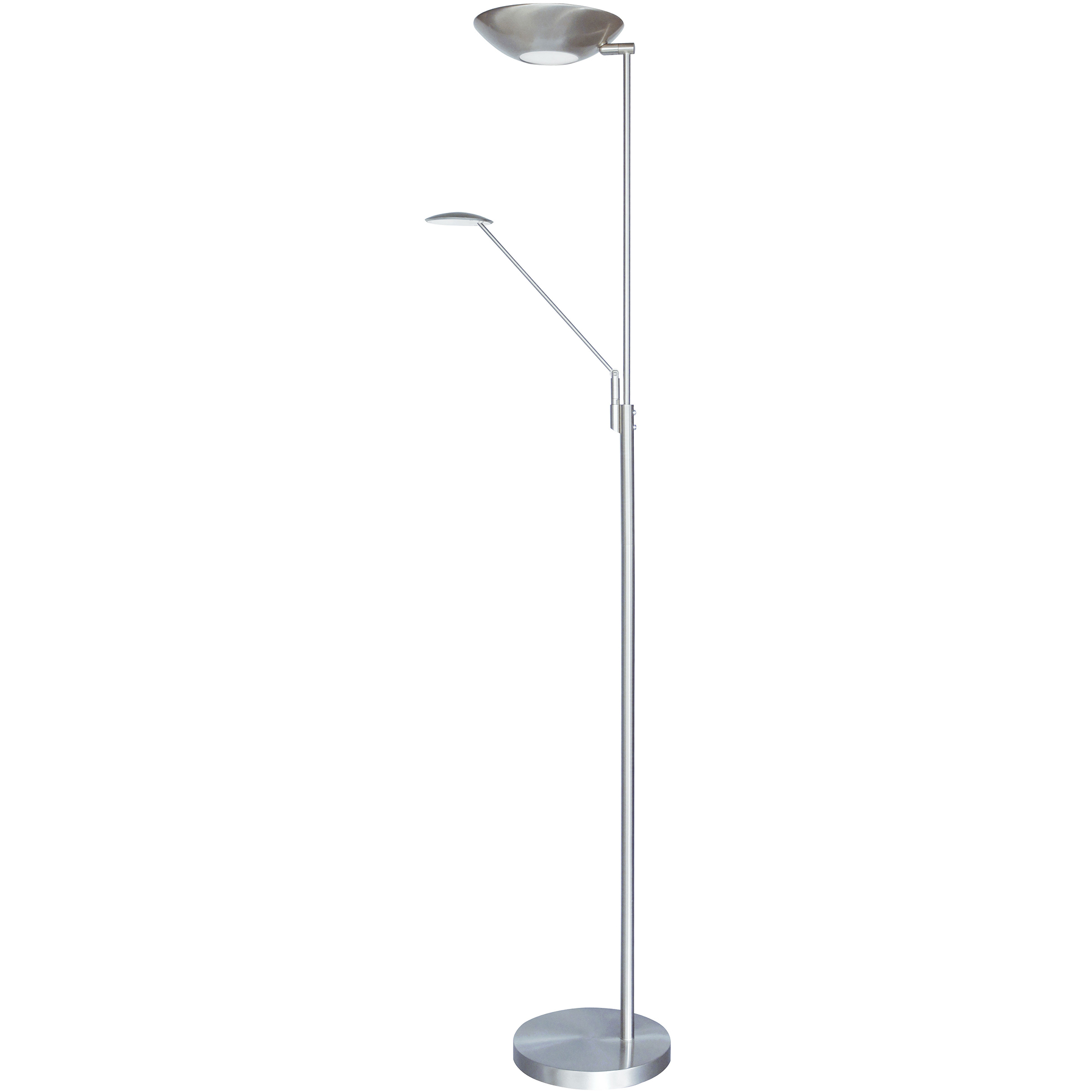 Contemporary 72 inch 27.00 watt Satin Chrome Task Floor Lamp Portable Light, Hinge