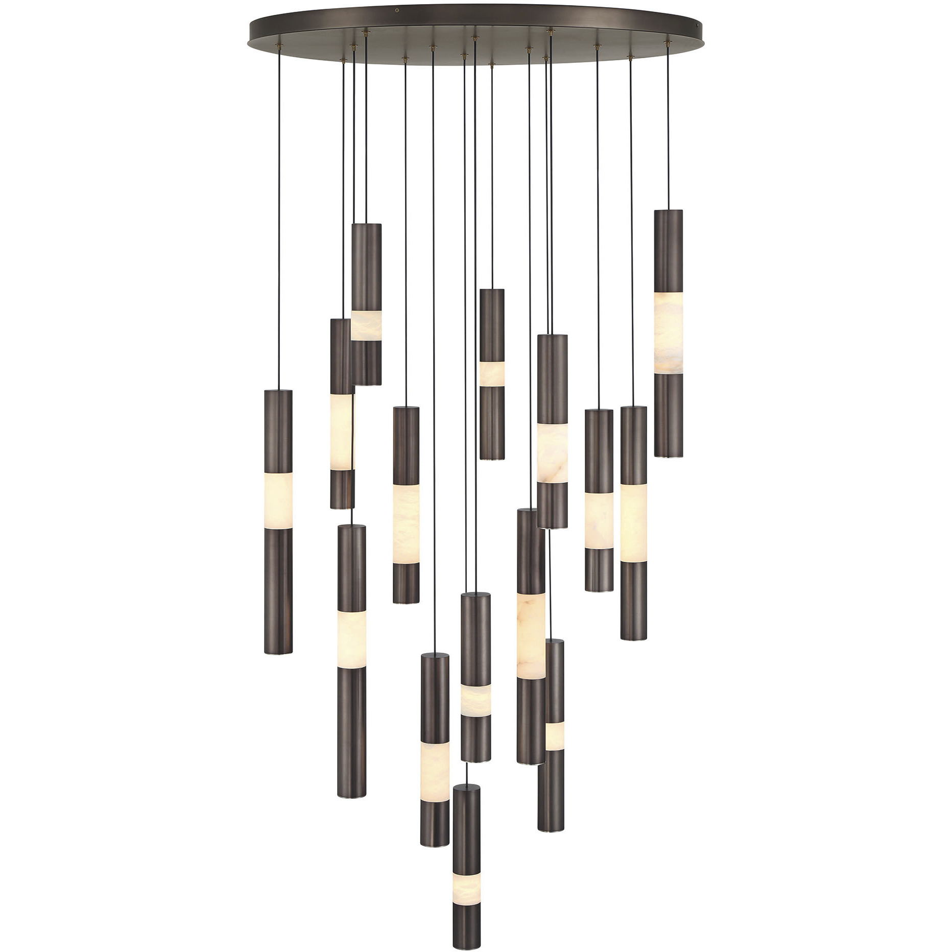 Ronda LED 32 inch Harlow Bronze Multi Drop Chandelier Ceiling Light