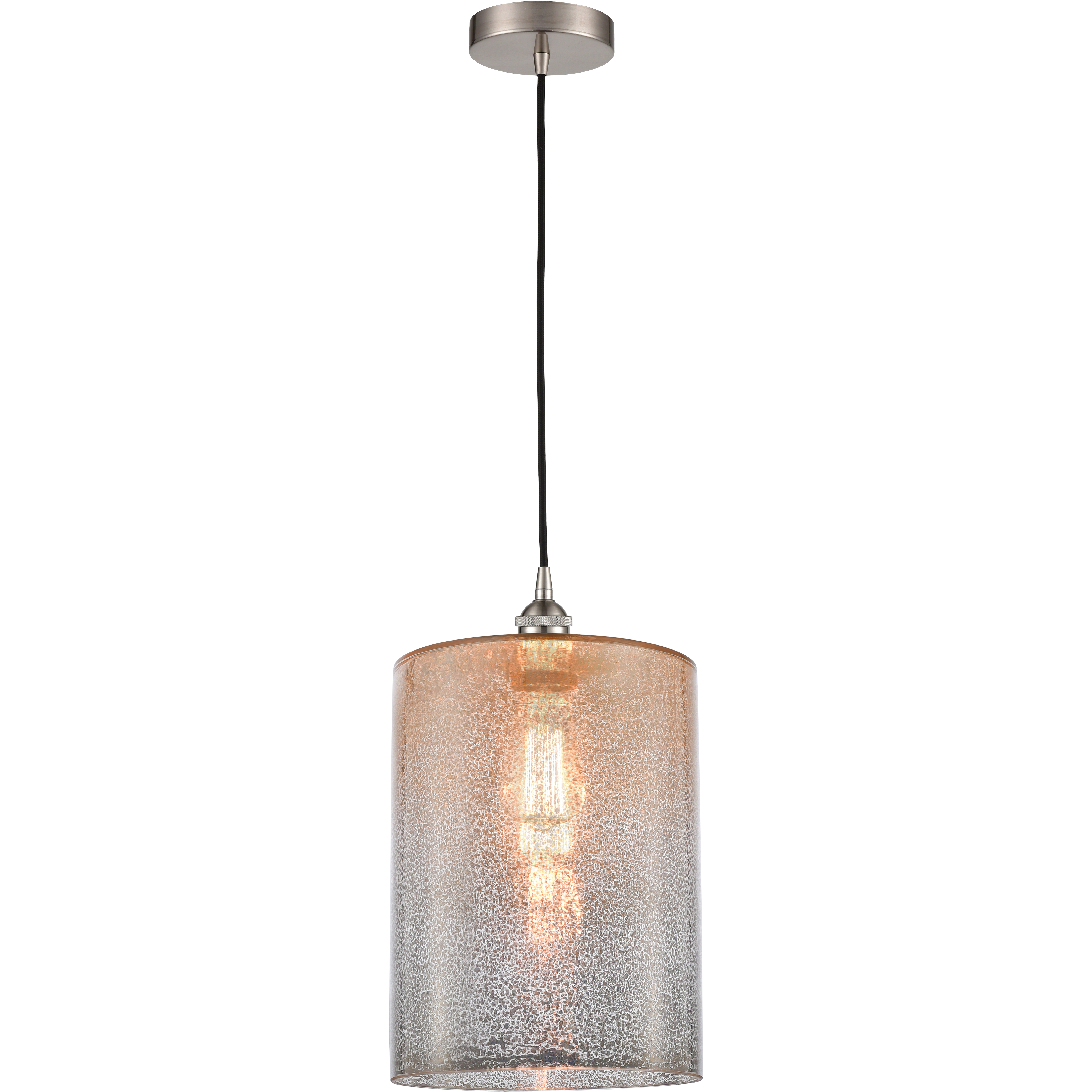 Edison Cobbleskill LED 9 inch Brushed Satin Nickel Mini Pendant Ceiling Light in Mercury Glass