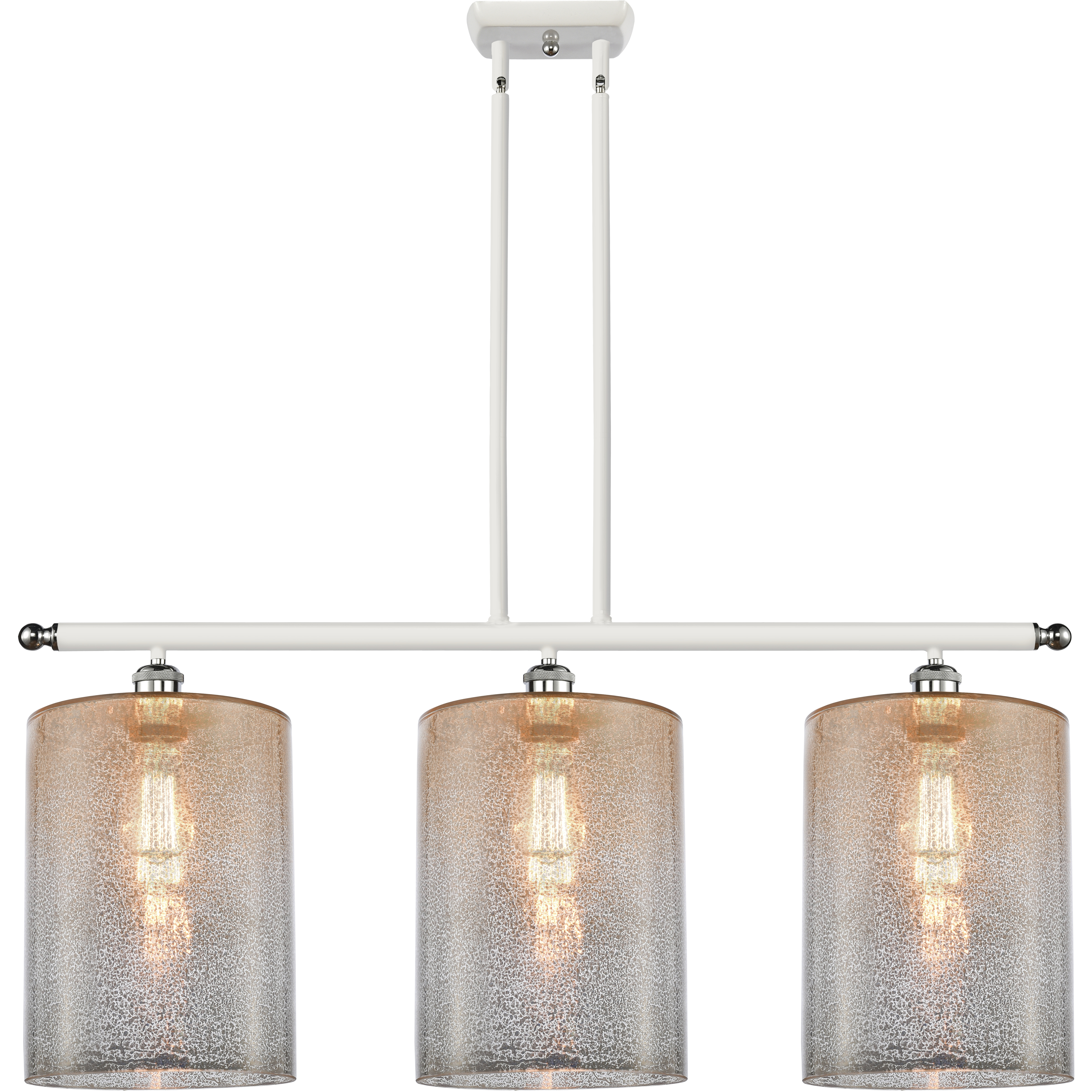 Ballston Cobbleskill 3 Light 36 inch White and Polished Chrome Island Light Ceiling Light in Mercury Glass