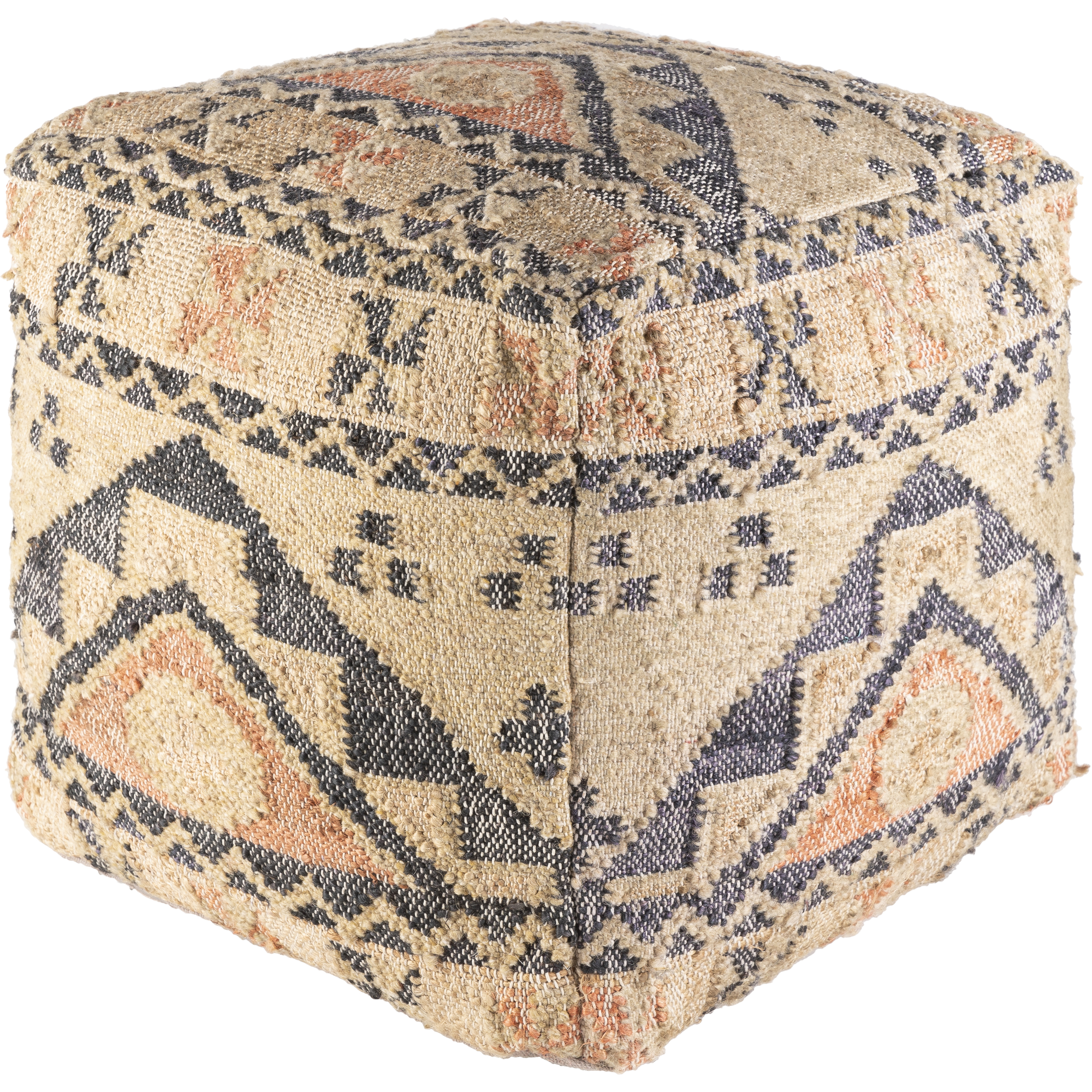 Luanda 18 inch Black Pouf, Cube