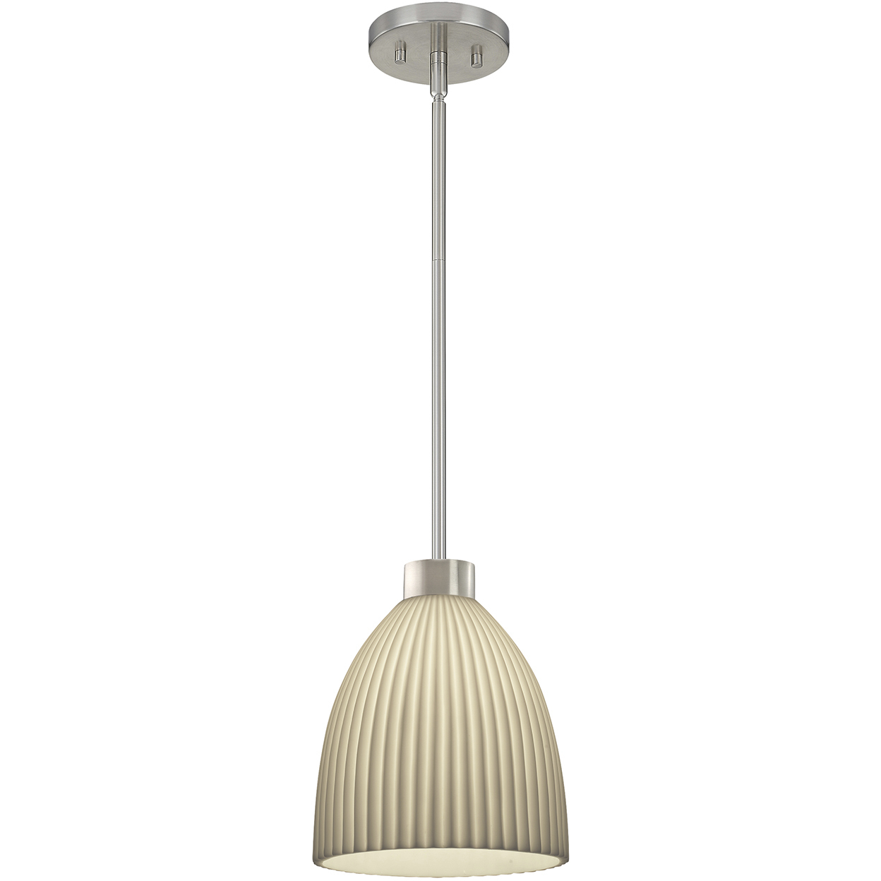 Porcelina LED 10.5 inch Brushed Nickel Pendant Ceiling Light in Rigid Stem Kit, Pleats, Incandescent