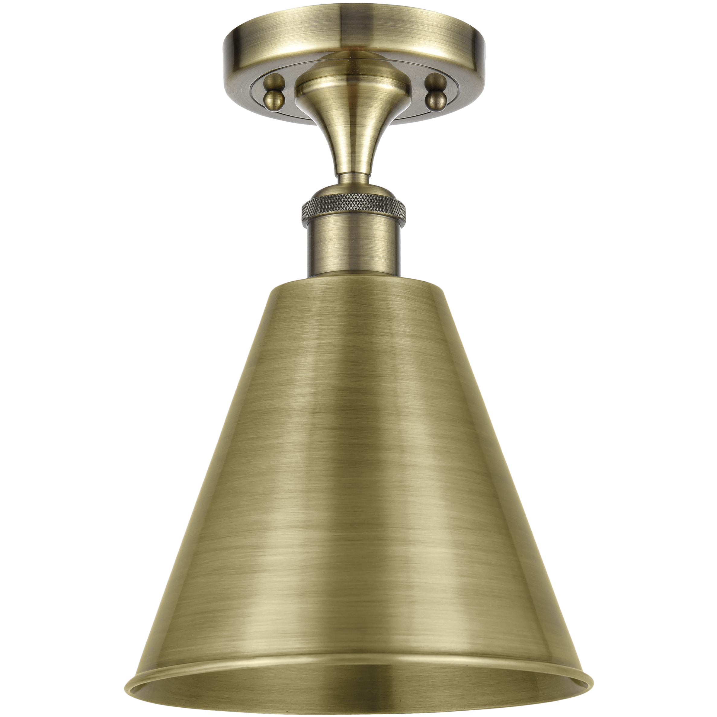 Ballston Cone LED 8 inch Antique Brass Semi-Flush Mount Ceiling Light