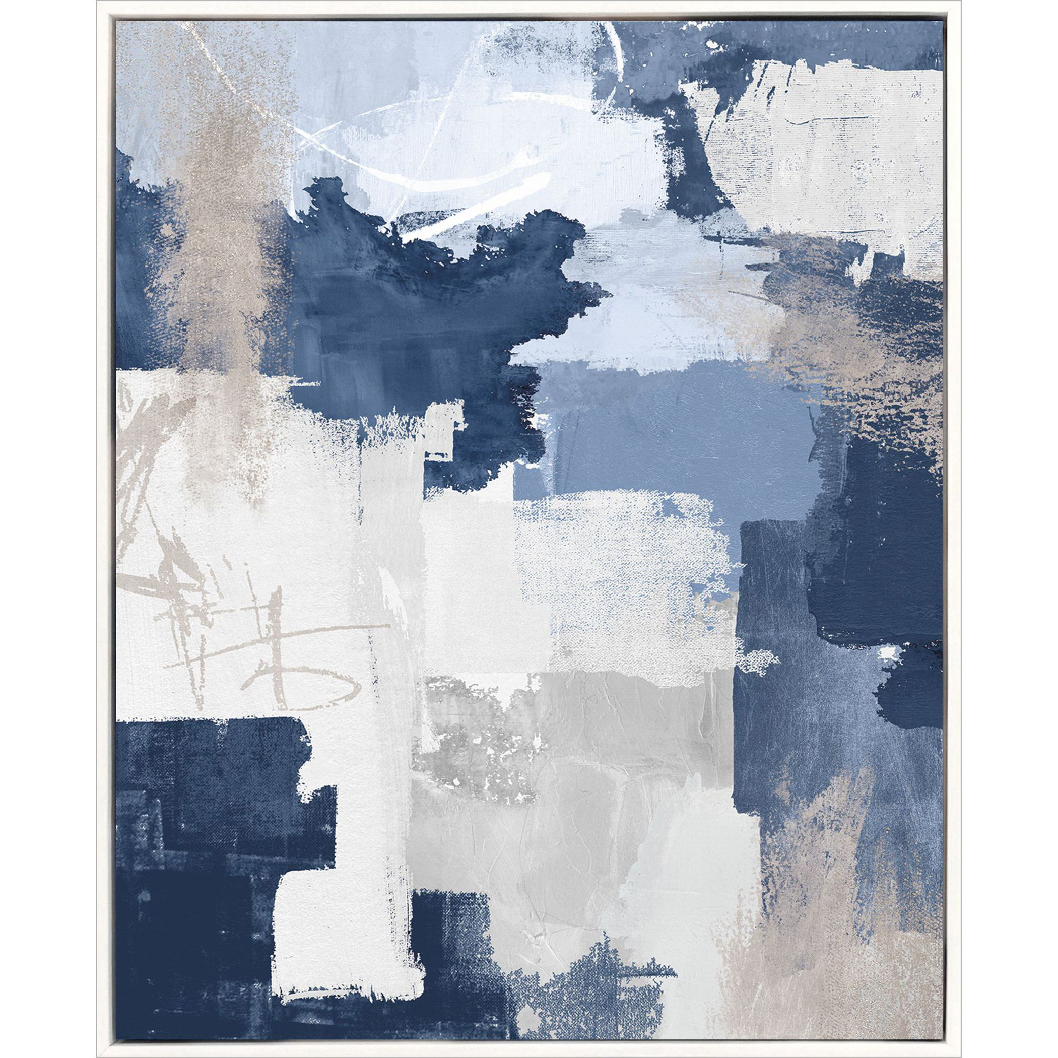 Peaceful Moment Blue and Gray and White Canvas