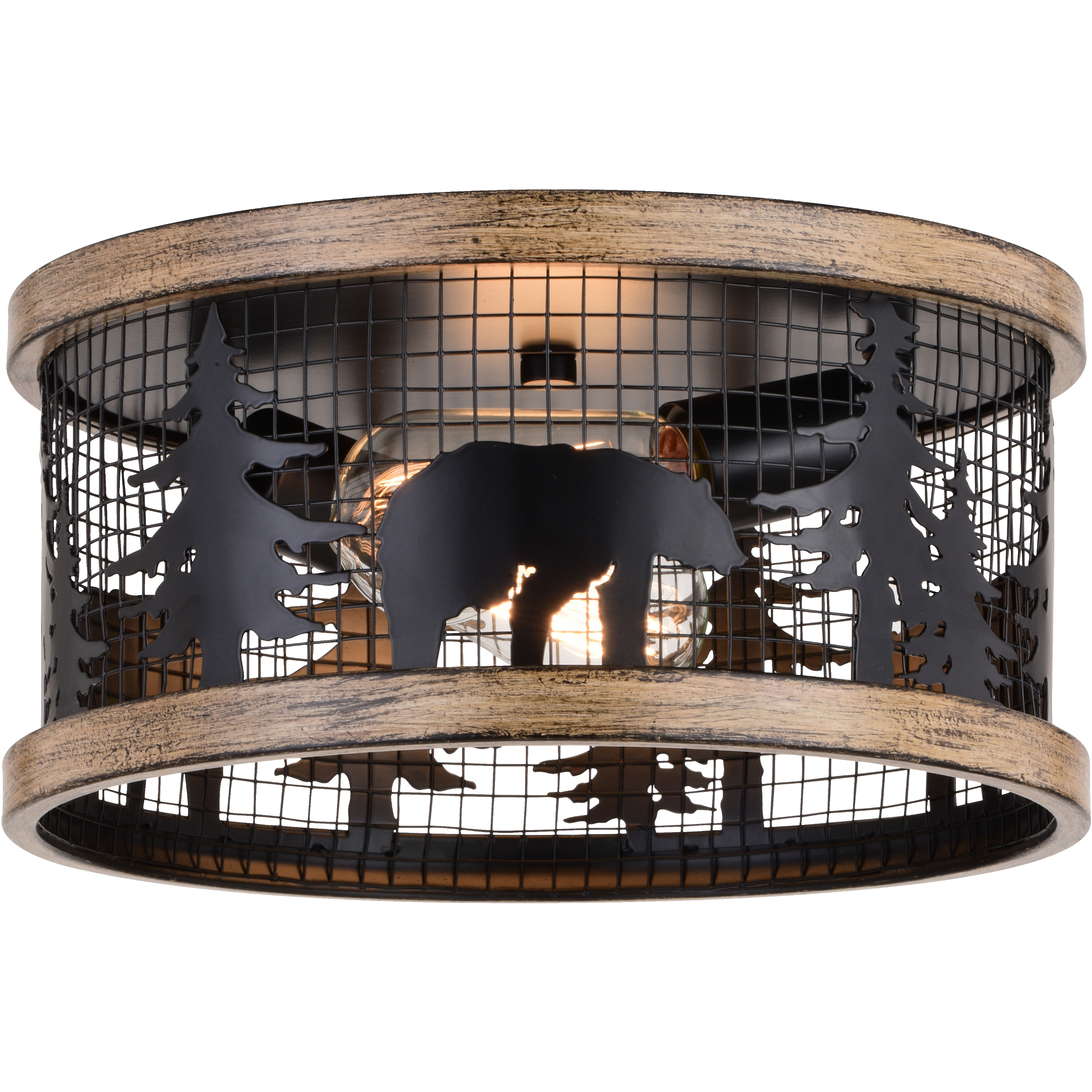 Kodiak LED 12 inch Black and Burnished Teak Flush Mount Ceiling Light