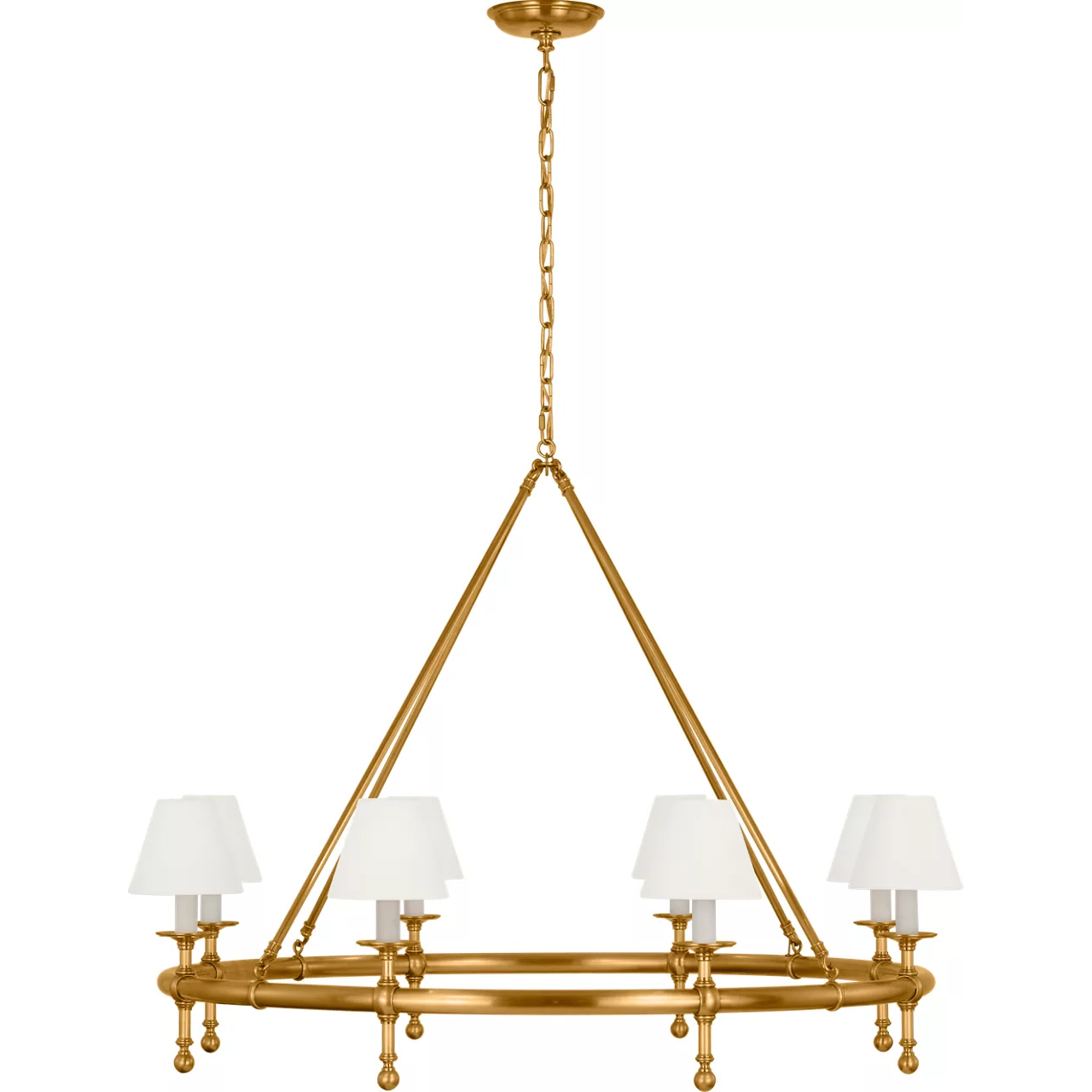 Chapman & Myers Classic LED 44 inch Antique-Burnished Brass Ring Chandelier Ceiling Light in Linen