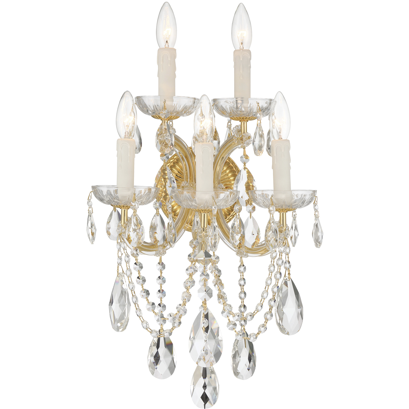 Maria Theresa Sconce Wall Light in Clear Hand Cut, Gold