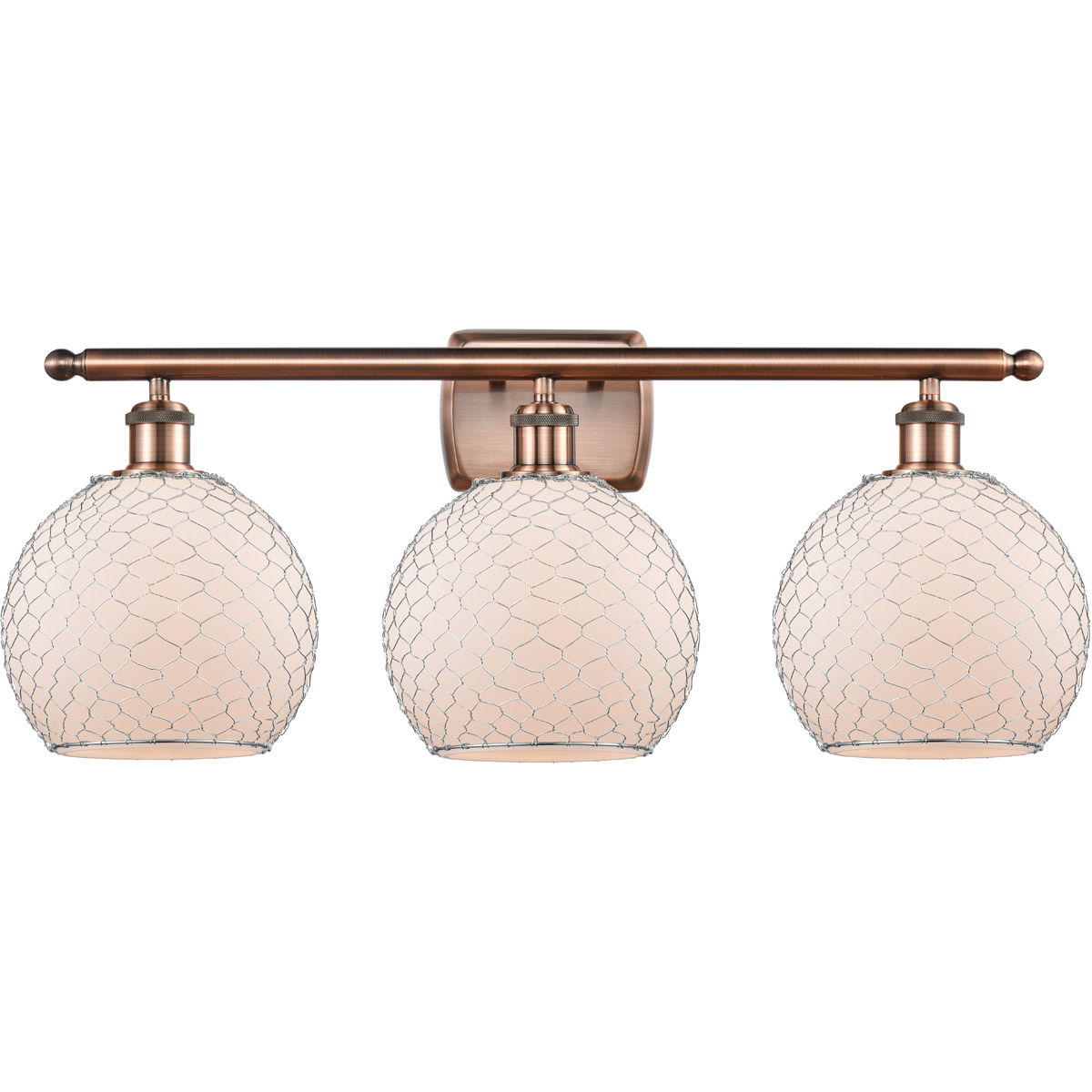 Ballston Farmhouse Chicken Wire LED 26 inch Antique Copper Bath Vanity Light Wall Light, Ballston