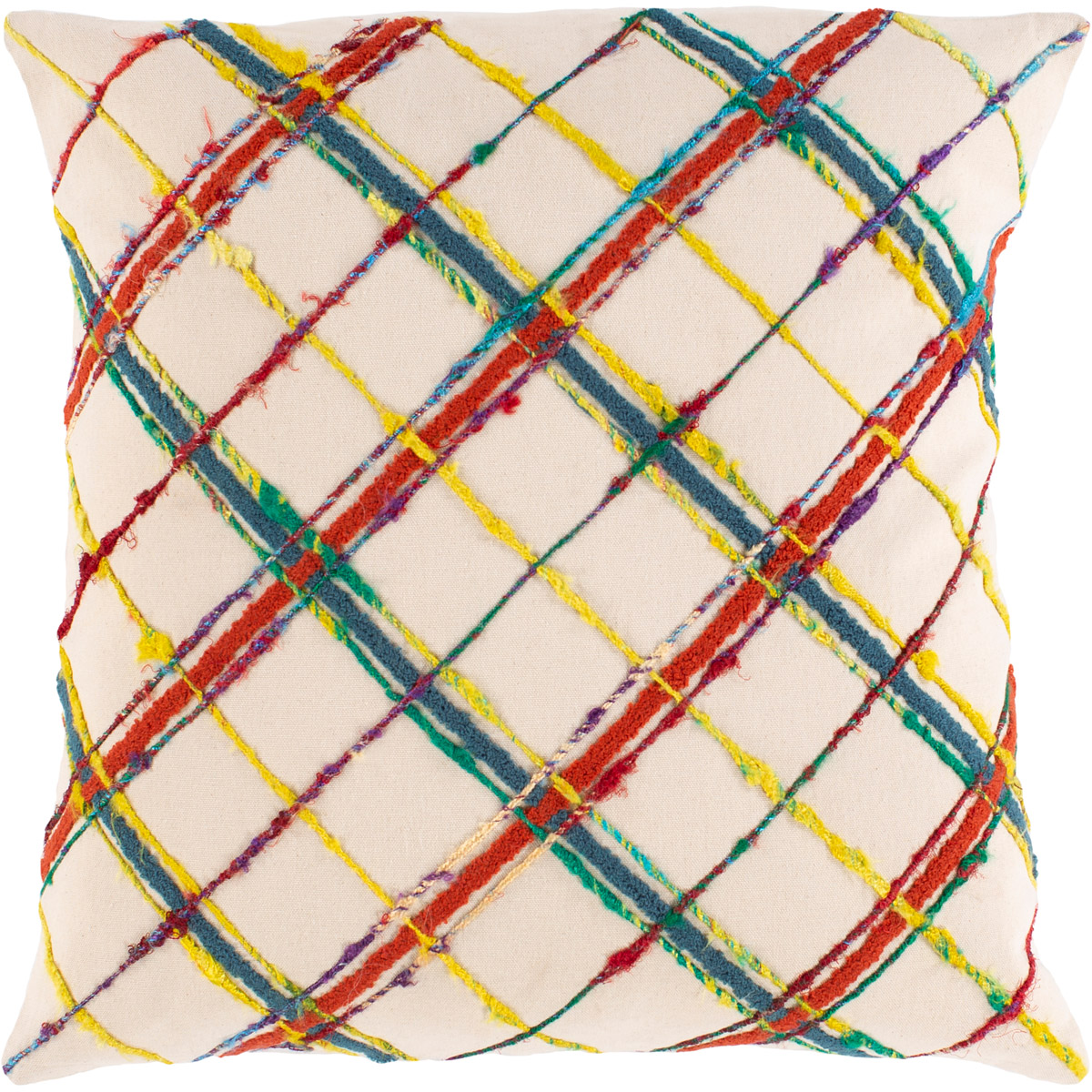 Callie 20 X 20 inch Burnt Orange/Butter/Bright Blue/Saffron/Dark Red Pillow Kit, Square