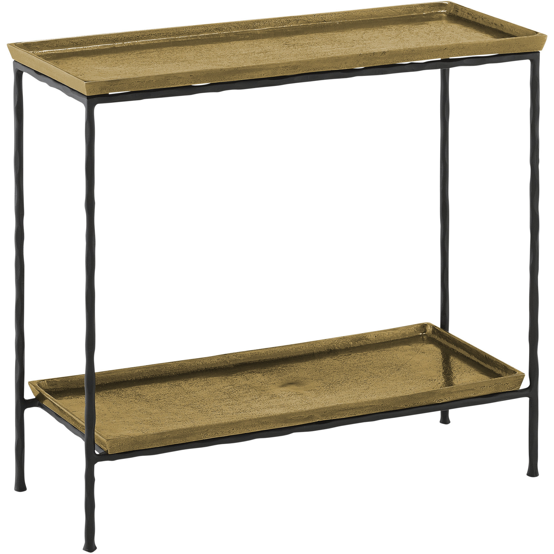 Boyles 24 X 22 inch Antique Brass and Black Side Table