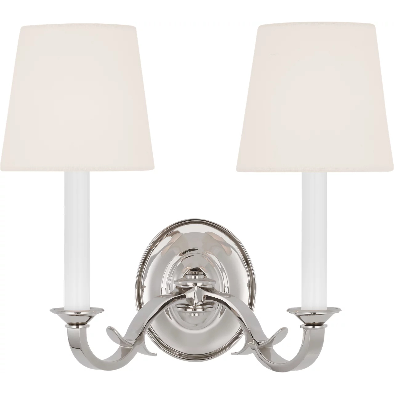 Thomas O'Brien Channing 2 Light 15 inch Polished Nickel Double Sconce Wall Light in Linen