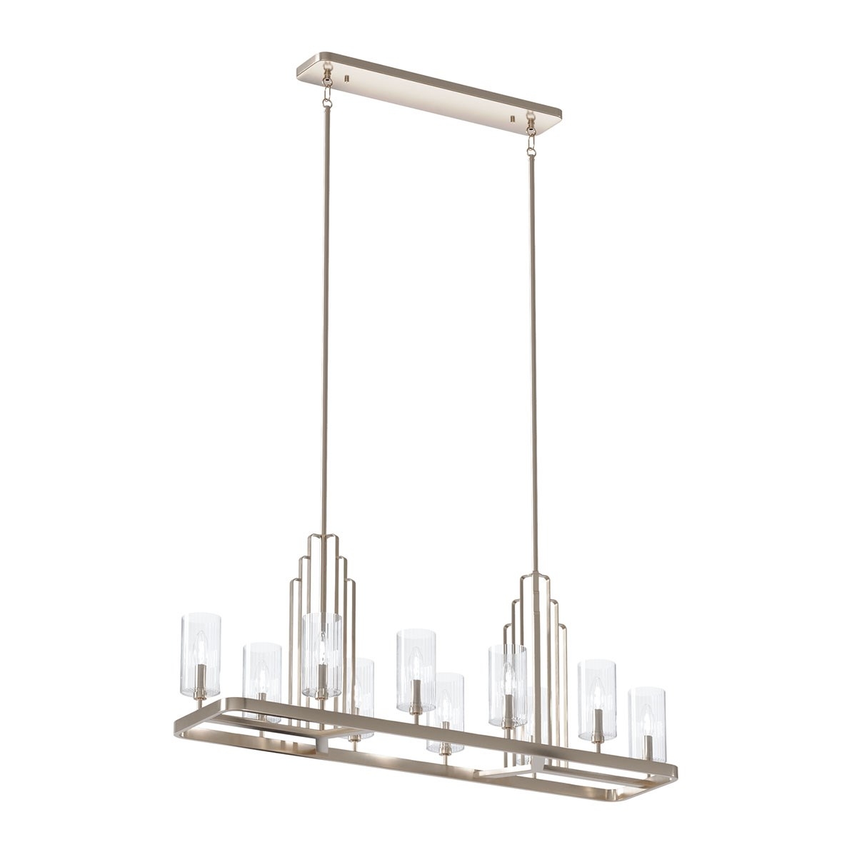 Kimrose 10 Light 12.75 inch Polished Nickel Chandelier Linear Ceiling Light, Double