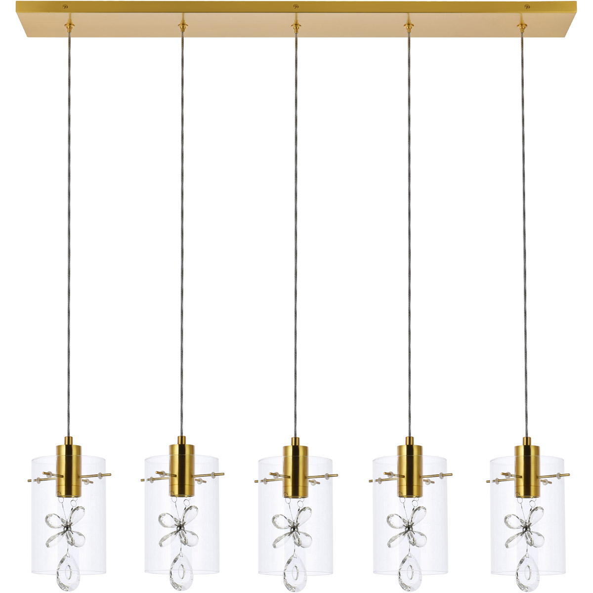 Hana 5 Light 36 inch Gold Linear Pendant Ceiling Light