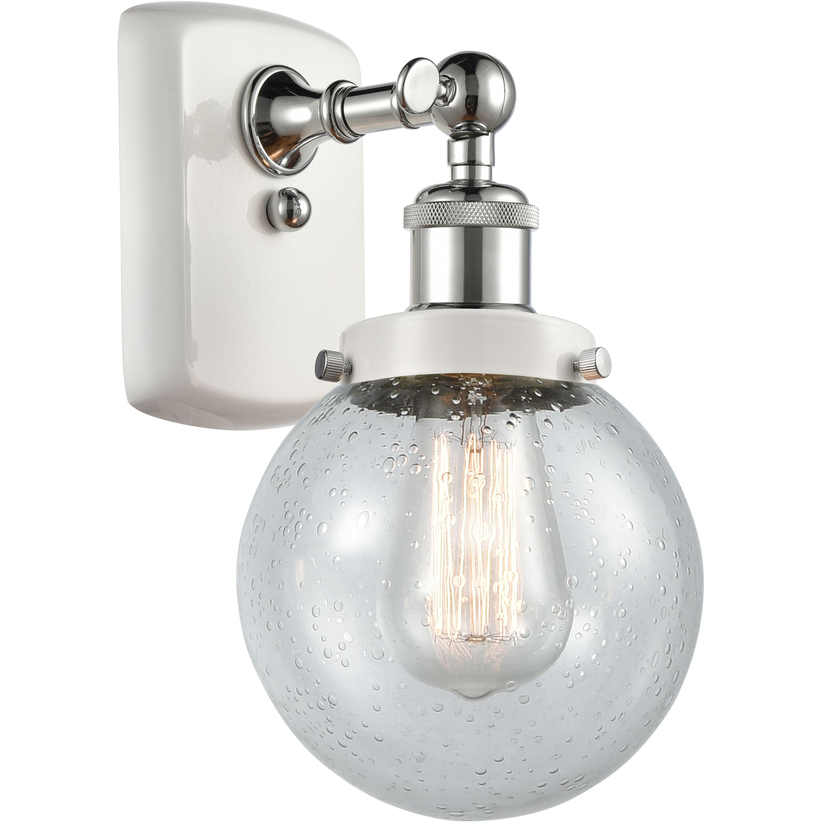 Ballston Beacon 1 Light 6 inch White and Polished Chrome Sconce Wall Light in Seedy Glass