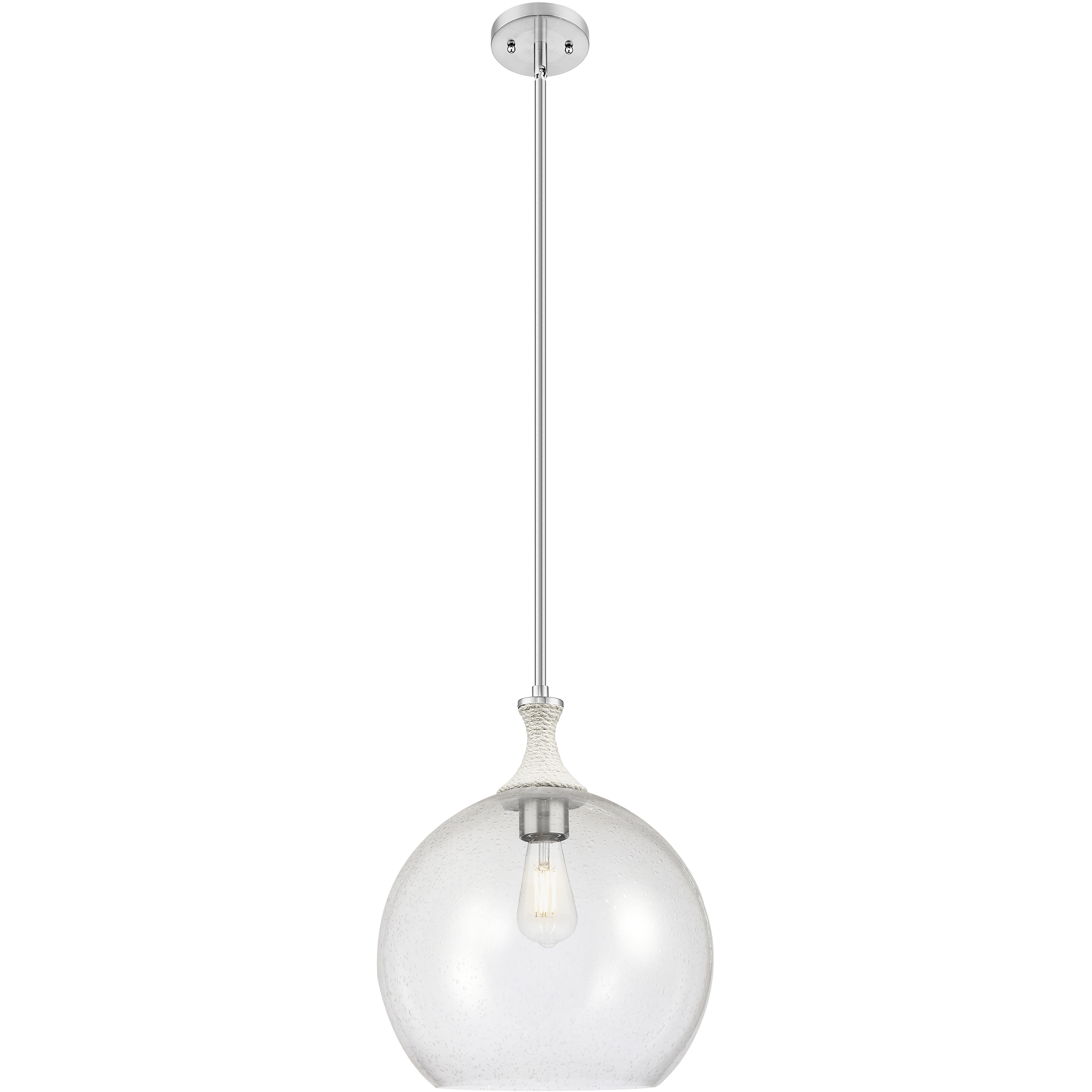 Astor 1 Light 14 inch Satin Nickel Pendant Ceiling Light in Seedy Glass