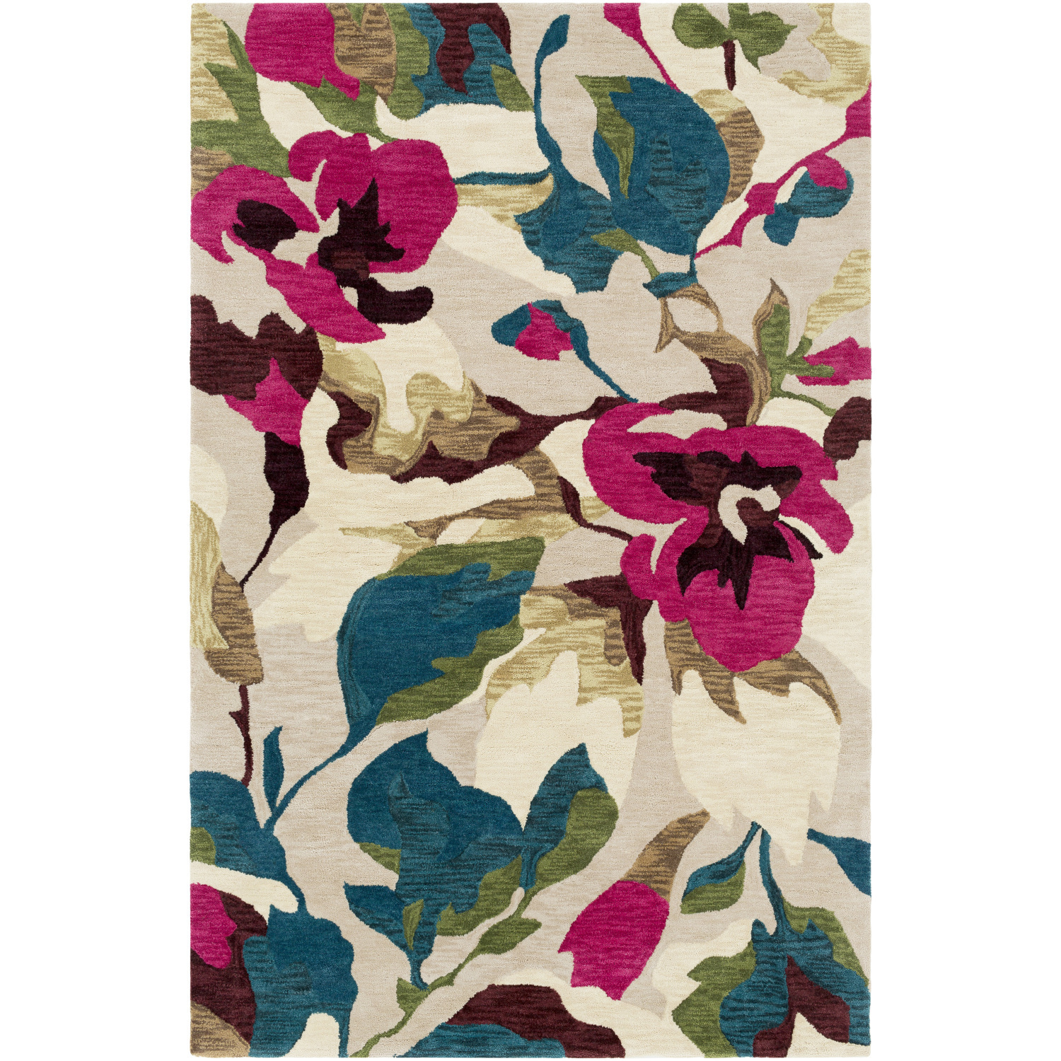 Rivera 120 X 96 inch Rust/Deep Teal/Wheat/Beige/Green Handmade Rug, Polyester