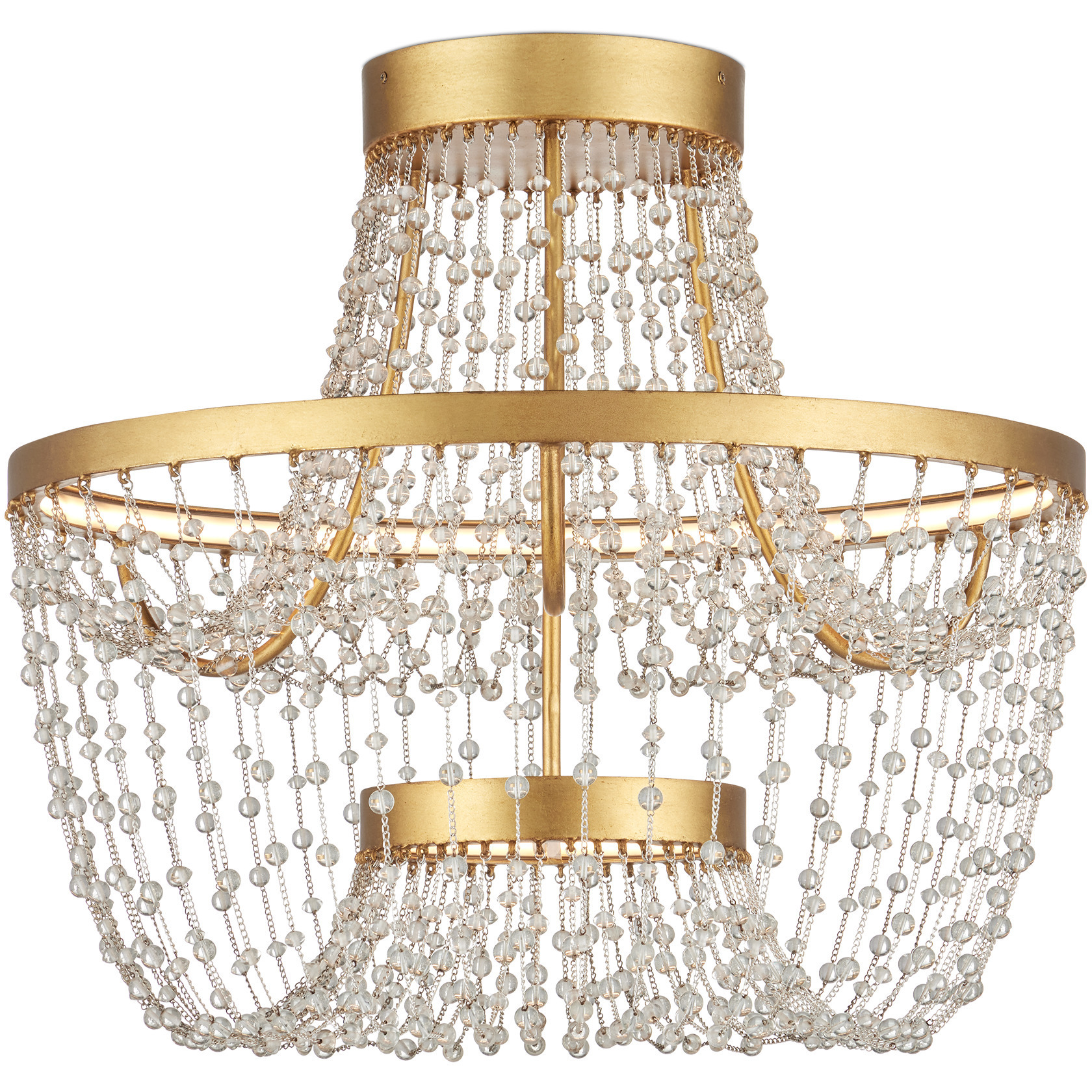 Mademoiselle LED 22 inch Contemporary Gold Leaf and Contemporary Gold Semi-Flush Mount Ceiling Light