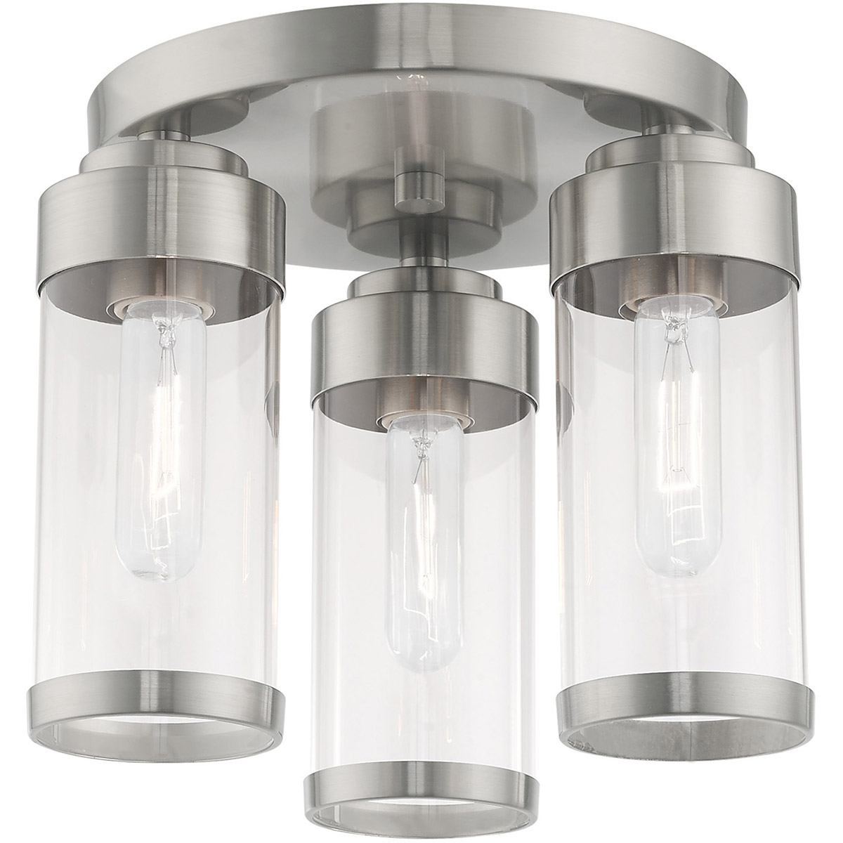 Hillcrest 3 Light 12 inch Brushed Nickel Semi-Flush Ceiling Light