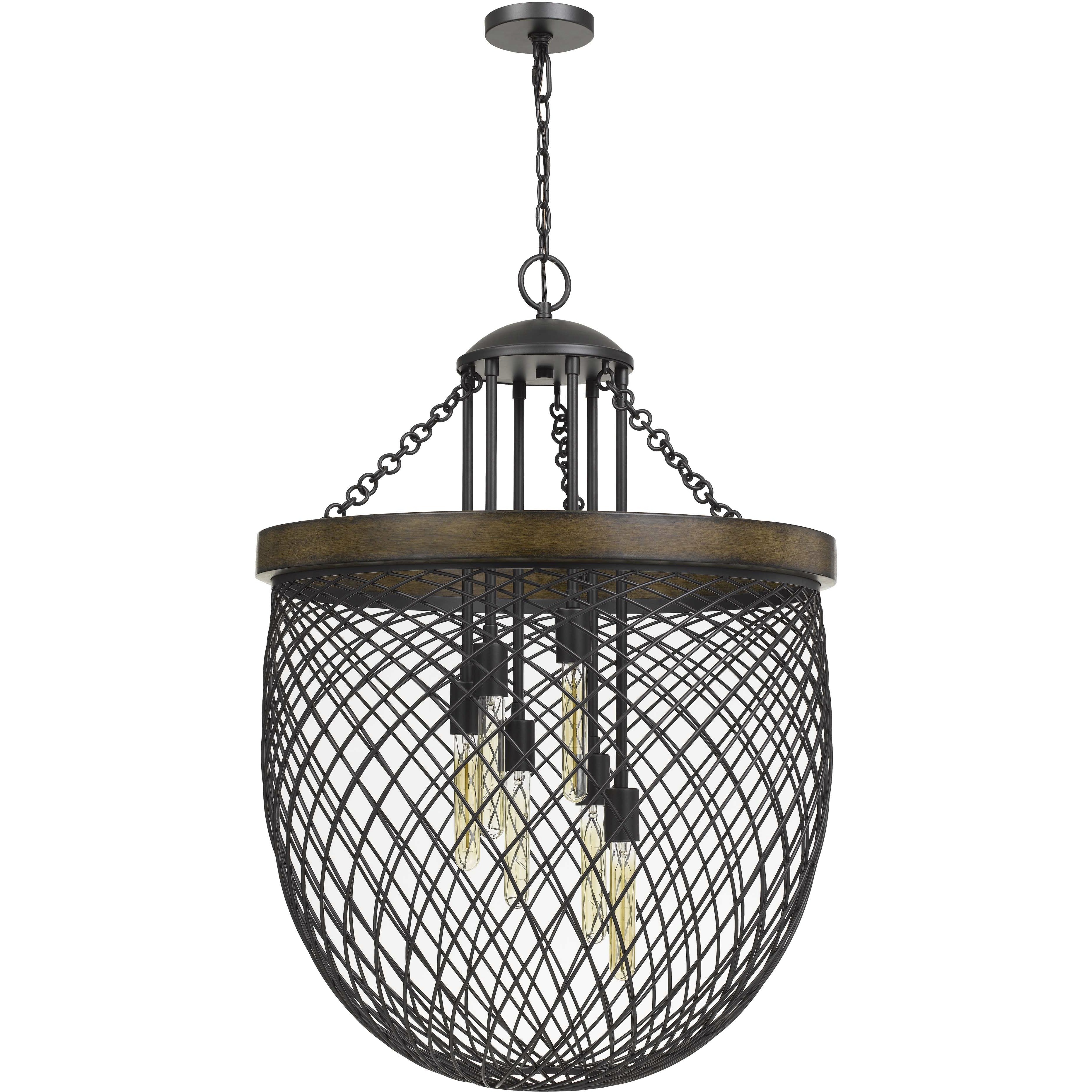Marion 6 Light 26 inch Bronze with Wood Chandelier Ceiling Light