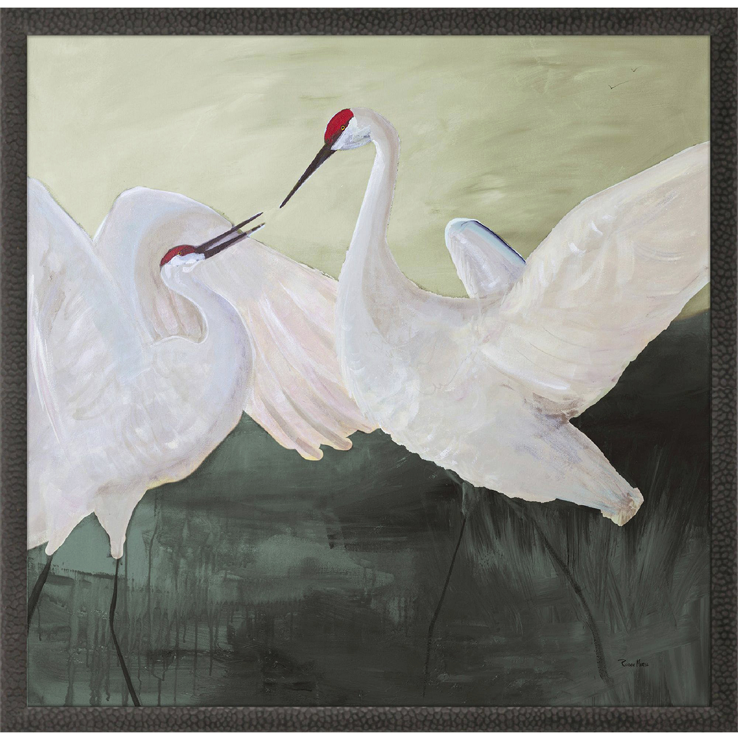 Animals Green and White Framed Art