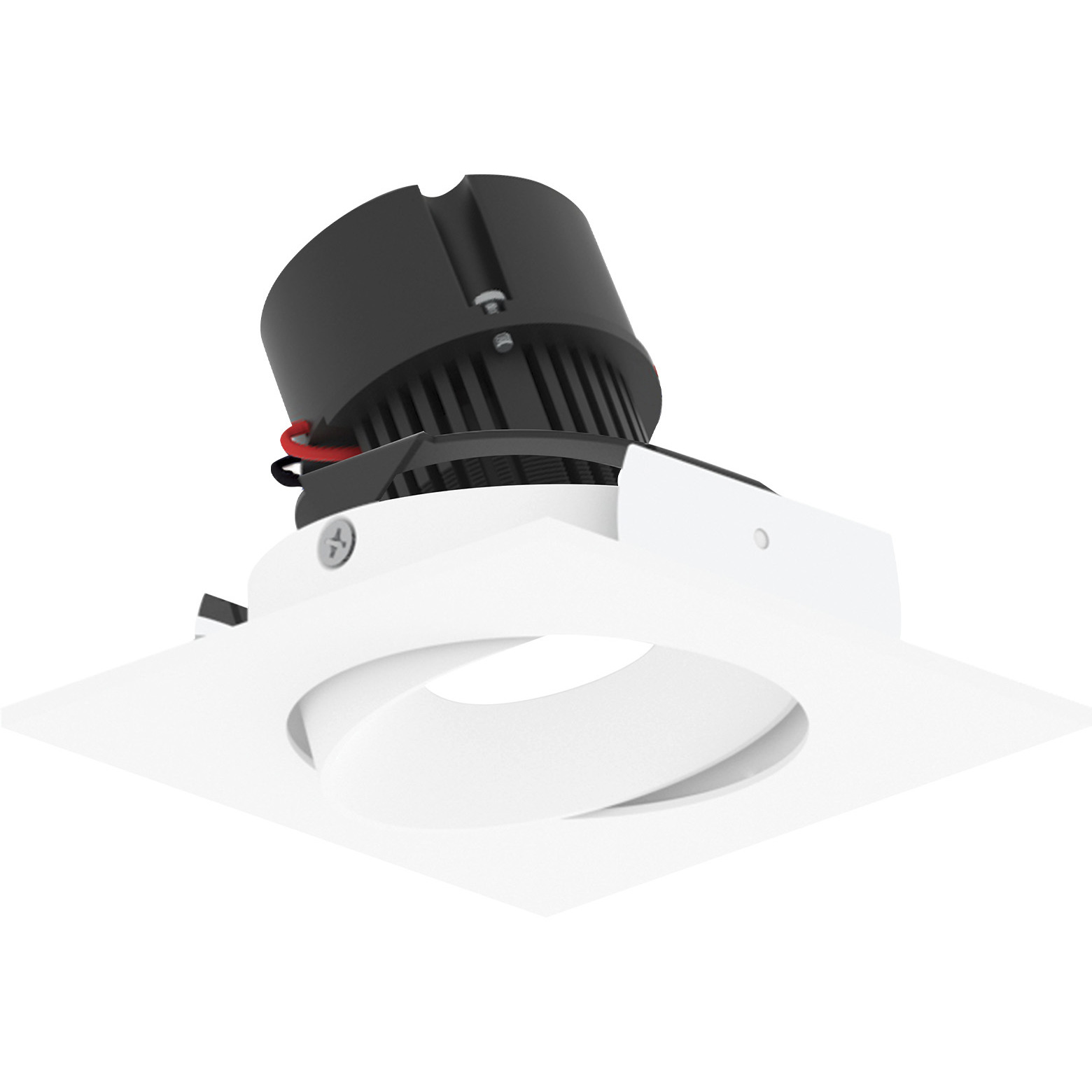Pearl Bright White Reflector / Bright White Flange LED Square Adjustable Cone Retrofit in 3000K, 4" Retrofit